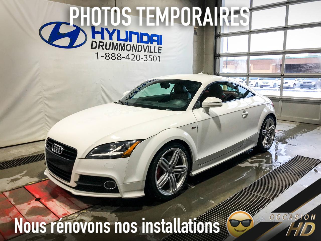 <a href=https://www.hyundaidrummondville.com/occasion/Audi-TT-2012.html>https://www.hyundaidrummondville.com/occasion/Audi-TT-2012.html</a>

~ EXCELLENTE CONDITION ~ PRESTIGE, MAGS 19 POUCES, NAVIGATION, BLUETOOTH. RÉGULATEUR DE VITESSE, CONTROL AUDIO AU VOLANT, PADDLESHIFT, SIÈGES A RÉGLAGES ÉLECTRIQUES CAHUFFANTS, CLIMATISATION AUTOMATIQUE,  PHARES ANTIBROUILLARD  ET BIEN PLUS !! CETTE PETITE BÊTE ATTEINT LES 100 KM/H EN 5.3 SECONDES !! SA TRANSMISSION S-TRONIC A DOUBLE EMBRAYAGE LUI PERMET UN CHANGEMENT DE VITESSE IMMÉDIAT TRANSMETTANT LA PUISSANCE DU MOTEUR TFSI AU ROUE EN UNE FRACTION DE SECONDE !! PARLANT DU MOTEUR CE BIJOU EST PROPULSÉE PAR UN MOTEUR 2.0 LITRES TURBO DÉVELOPPANT 211 HP ET 258 LBS DE TORQUE !! TOUT CE DONT VOUS AUREZ BESOIN POUR VOUS SENTIR MAITRE DE LA ROUTE !! ELLE EST RECONNU POUR SONT INTÉRIEUR BICOULEUR UNIQUE, SA TENU DE ROUTE AHURISSANTE AINSI QUE SONT LOOK UNIQUE !! VENEZ DÈS AUJOURDHUI POUR EN FAIRE LESSAI !! 

POUR PRENDRE RENDEZ-VOUS POUR UN ESSAI ROUTIER OU POUR OBTENIR PLUS DE DÉTAILS, VOUS POUVEZ COMMUNIQUER SANS FRAIS AU : 1-888-420-3501, VIA MESSAGERIE TEXTE OU APPEL AU 819 314-6555 OU PAR COURRIEL AU USAGE@HYUNDAIDRUMMONDVILLE.CA EN TOUT TEMPS MÊME LES SOIRS ET LES FINS DE SEMAINE !! PRIX ÉTABLI AVEC UN FINANCEMENT À TAUX RÉGULIER !!

NOUS SOMMES LA CONCESSION AU CENTRE DU QUÉBEC !! 1H DE MONTRÉAL   1H DE SHERBROOKE   1H DE TROIS-RIVIÈRES   1H45 DE QUÉBEC !! LE VÉHICULE QUE VOUS RECHERCHEZ À PORTÉ DE MAIN !!

1ERE, 2E ET 3E CHANCE AU CRÉDIT !! AUCUN CAS REFUSÉ !!
FINANCEMENT ET GARANTIE DISPONIBLE SUR PLACE !!
NOUS REPRENONS TOUS VOS ÉCHANGES, MOTO - VTT - BATEAU - ROULOTTE - MOTORISÉ - AVION   QUADRIPORTEUR !!