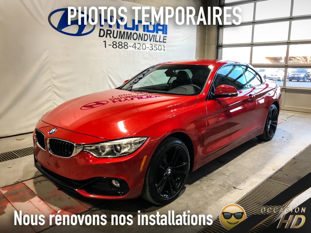 <a href=https://www.hyundaidrummondville.com/occasion/BMW-428i-2015.html>https://www.hyundaidrummondville.com/occasion/BMW-428i-2015.html</a>

~ PRIX FIN DE SAISON ~ 428i CABRIOLET 2015 PREMIUM XDRIVE AUTOMATIQUE ~ SPORT LINE ~ NAVIGATION, CAMÉRA DE RECUL AVEC SONOR, COMFORT ACCESS, JANTES 18, SIÈGES ÉLECTRIQUES CHAUFFANTS AVEC FONCTION MÉMOIRE ET BIEN PLUS !! CETTE ALLEMANDE EST PROPULSÉE PAR UN MOTEUR 2.0 TURBO DÉVELOPPANT 240 CHEVAUX ET 255 LBS DE TORQUE !!! SA CARROSSERIE ÉLEGANTE ET SPORTIVE VOUS DONNE LIMPRESSION QUELLE ROULE A PLEINE VITESSE MÈME A l ARRÊT !! ELLE FAIT 0-100 EN 5.7 SEC !! WOW !! ELLE EST RECONNU POUR SON INTÉRIEUR DE QUALITÉ SUPÉRIEUR AINSI QUE SON INCROYABLE TENU DE ROUTE !! VENEZ DÈS AUJOURDHUI POUR EN FAIRE LESSAI !!

POUR PRENDRE RENDEZ-VOUS POUR UN ESSAI ROUTIER OU POUR OBTENIR PLUS DE DÉTAILS, VOUS POUVEZ COMMUNIQUER SANS FRAIS AU : 1-888-420-3501, VIA MESSAGERIE TEXTE OU APPEL AU 819 314-6555 OU PAR COURRIEL AU USAGE@HYUNDAIDRUMMONDVILLE.CA EN TOUT TEMPS MÊME LES SOIRS ET LES FINS DE SEMAINE !! PRIX ÉTABLI AVEC UN FINANCEMENT À TAUX RÉGULIER !!

NOUS SOMMES LA CONCESSION AU CENTRE DU QUÉBEC !! 1H DE MONTRÉAL   1H DE SHERBROOKE   1H DE TROIS-RIVIÈRES   1H45 DE QUÉBEC !! LE VÉHICULE QUE VOUS RECHERCHEZ À PORTÉ DE MAIN !!

1ERE, 2E ET 3E CHANCE AU CRÉDIT !! AUCUN CAS REFUSÉ !!
FINANCEMENT ET GARANTIE DISPONIBLE SUR PLACE !!
NOUS REPRENONS TOUS VOS ÉCHANGES, MOTO - VTT - BATEAU - ROULOTTE - MOTORISÉ - AVION   QUADRIPORTEUR !!