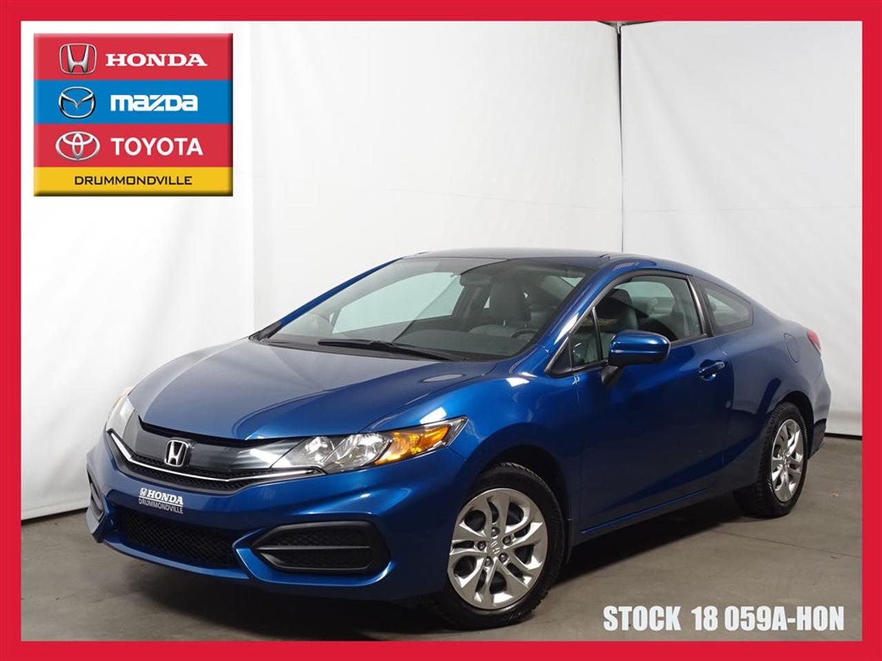 <a href=https://www.toyotadrummondville.com/occasion/Honda-Civic-2014.html>https://www.toyotadrummondville.com/occasion/Honda-Civic-2014.html</a>

** JAMAIS ACCIDENTÉ ** 1 PROPRIÉTAIRE ** Tous nos véhicules sont minutieusement inspectés par nos techniciens certifiés et ils reçoivent un traitement esthétique complet.     Laissez à nos experts le soin de vous obtenir lapprobation de crédit qui correspondra à votre budget ! ** RABAIS AU FINANCEMENT **     De plus, obtenez un rapport Carproof et les informations relatives aux garanties de votre nouveau véhicule tout à fait gratuitement.     Pour plus de détails, contactez un de nos représentants sans tarder ! Programmes de rétablissement de crédit disponibles.     À noter ; la TPS, la TVQ et les frais du concessionnaire allant jusquà 299$ ne sont pas inclus automatiquement dans le prix affiché du véhicule. Les prix et paiements mensuels ne sont que des estimations et peuvent varier selon les taux dintérêts.     Visitez notre site complet au HTTPS://WWW.GROUPEMHT.COM/OCCASION/RECHERCHE.HTML pour plus de 250 véhicules doccasion disponible.