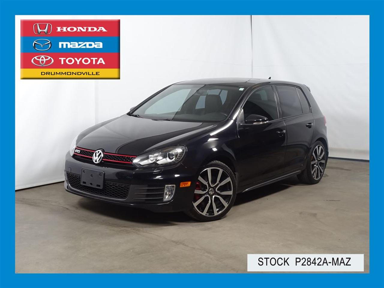 <a href=https://www.toyotadrummondville.com/occasion/Volkswagen-Golf_GTI-2013.html>https://www.toyotadrummondville.com/occasion/Volkswagen-Golf_GTI-2013.html</a>

***JAMAIS ACCIDENTÉ*** Mazda Drummondville à le plus grand inventaire de Mazda au Centre-du-Québec. Avec nos prix agressifs, nous couvrons plusieurs villes tel que Sherbrooke, Victoriaville, Trois-Rivières, Sorel-Tracy, Magog, Acton Vale, Saint-Hyacinthe, Granby et même la Rive-Sud de Montréal! Nous avons une vaste gamme de véhicules, sous-compacte, compacte, intermédiaire, familiale, convertible, VUS, AWD, 4X4, FWD, propulsion, camions? Et de toutes les marques, Honda, Toyota, Hyundai, Kia, Chrysler, Dodge, Ram, Ford, Mercedes-Benz, Audi, Acura, Subaru, Suzuki, BMW, Buick, Cadillac, Chevrolet, Fiat, Jeep, Lexus, Mini Cooper, Mitsubishi, Nissan, Volkswagen, Volvo et Suzuki.   Nous offrons plusieurs modes de financement, conventionnel, 2ième et 3ième chance, redressement de crédit, faillite et Accord D. À noter ; la TPS, la TVQ et les frais du concessionnaire allant jusquà 299$ ne sont pas inclus automatiquement dans le prix affiché du véhicule. Les prix et paiements mensuels ne sont que des estimations et peuvent varier selon les taux dintérêt en considération de votre crédit. Le prix est établi avec un financement à taux régulier, rabais au financement. Pour plus dinformations, appelez-nous au numéro sans frais : 1-844-592-3027.