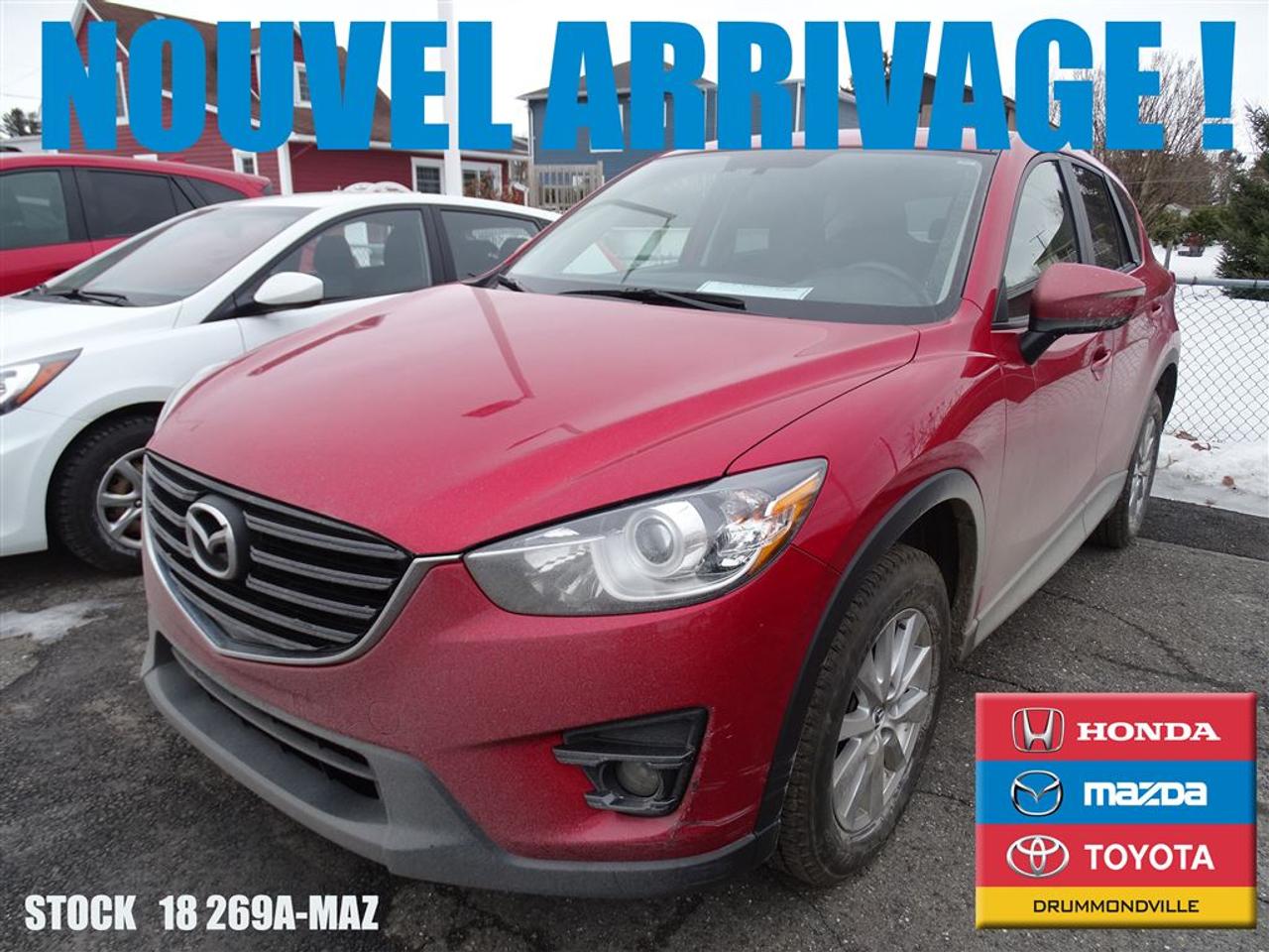 <a href=https://www.toyotadrummondville.com/occasion/Mazda-CX5-2016.html>https://www.toyotadrummondville.com/occasion/Mazda-CX5-2016.html</a>

** JAMAIS ACCIDENTÉ ** GARANTIE COMPLÈTE MAZDA 12/07/2018 OU KM ILLIMITÉ ** Mazda Drummondville à le plus grand inventaire de Mazda au Centre-du-Québec. Avec nos prix agressifs, nous couvrons plusieurs villes tel que Sherbrooke, Victoriaville, Trois-Rivières, Sorel-Tracy, Magog, Acton Vale, Saint-Hyacinthe, Granby et même la Rive-Sud de Montréal! Nous avons une vaste gamme de véhicules, sous-compacte, compacte, intermédiaire, familiale, convertible, VUS, AWD, 4X4, FWD, propulsion, camions? Et de toutes les marques, Honda, Toyota, Hyundai, Kia, Chrysler, Dodge, Ram, Ford, Mercedes-Benz, Audi, Acura, Subaru, Suzuki, BMW, Buick, Cadillac, Chevrolet, Fiat, Jeep, Lexus, Mini Cooper, Mitsubishi, Nissan, Volkswagen, Volvo et Suzuki.   Nous offrons plusieurs modes de financement, conventionnel, 2ième et 3ième chance, redressement de crédit, faillite et Accord D. À noter ; la TPS, la TVQ et les frais du concessionnaire allant jusquà 299$ ne sont pas inclus automatiquement dans le prix affiché du véhicule. Les prix et paiements mensuels ne sont que des estimations et peuvent varier selon les taux dintérêt en considération de votre crédit. Le prix est établi avec un financement à taux régulier, rabais au financement. Pour plus dinformations, appelez-nous au numéro sans frais : 1-844-592-3027.