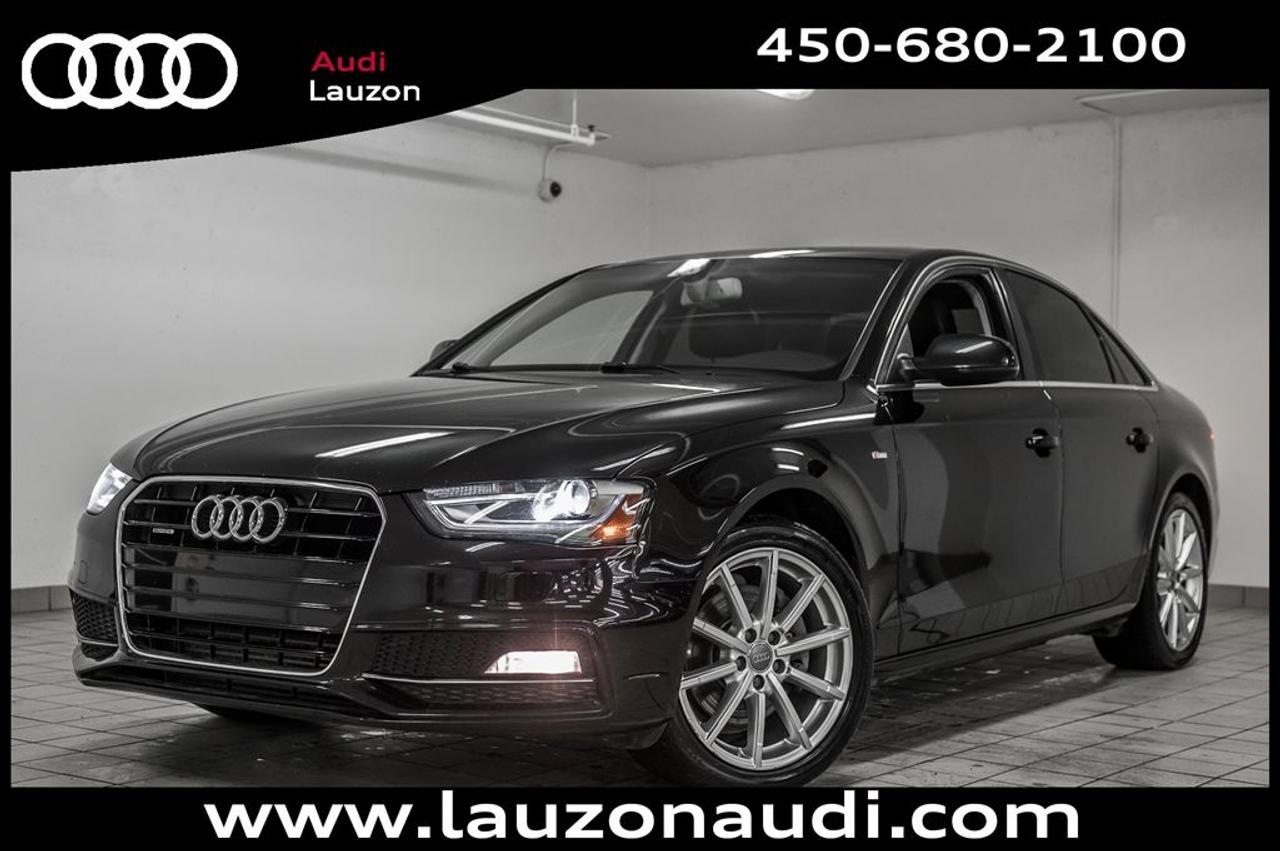 <a href=https://www.autoaubaine.com/Audi-A4-c6982013.html>https://www.autoaubaine.com/Audi-A4-c6982013.html</a>

QUATTRO, ROUES DE18, S-LINE LOOK, TOIT OUVRANT, CUIR, XENON, BLUETOOTH, CAMERA ***MAINTENANT OUVERT LE SAMEDI*** Avec plus de 100 voitures, VUS, 4x4 et camions inspectés et certifiés en inventaire, Audi Lauzon Certifié vous offre le plus grand choix de véhicule doccasion Audi sur la Rive-Nord et dans les Laurentides. Nous sommes situés Laval, à seulement 10 minutes de Montréal. Tous nos véhicules doccasions sont minutieusement inspectés et réparés avec soin par nos techniciens certifiés et un rapport CarProof vous est remis sur demande lors de lachat. *** FINANCEMENT À PARTIR DE 0.9% ***. *** LE MEILLEUR PRIX POUR VOTRE ÉCHANGE *** Notre équipe professionnelle et certifiée saura vous offrir une expérience dachat personnalisée pour lachat de votre prochain véhicule doccasion. Contactez-nous aussi afin de vous informer sur nos promotions en cours.     30-10-2018/80000km,PROLONGATION DE GARANTIE *AUDI CERTIFIÉ* DE 2 ANS ET POSSIBILITÉ DE 160000KM ET FINANCEMENT A PARTIR DE 0.9% DISPONIBLE