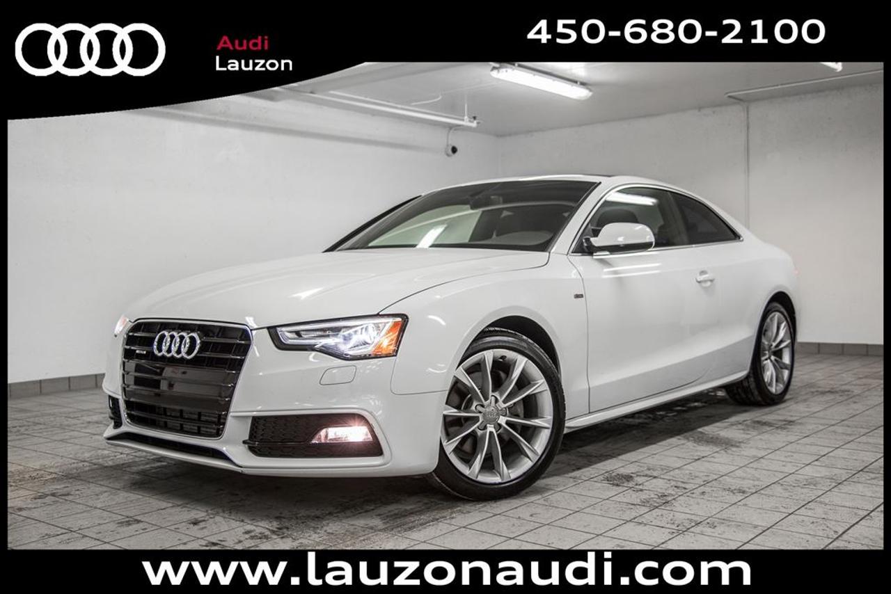 <a href=https://www.autoaubaine.com/Audi-A5-c6986246.html>https://www.autoaubaine.com/Audi-A5-c6986246.html</a>

QUATTRO, ROUES DE 18, ENSEMBLE SPORT, TOIT OUVRANT, CONVENIENCE PACK, CUIR, XENON, BLUETOOTH, ***MAINTENANT OUVERT LE SAMEDI*** Avec plus de 100 voitures, VUS, 4x4 et camions inspectés et certifiés en inventaire, Audi Lauzon Certifié vous offre le plus grand choix de véhicule doccasion Audi sur la Rive-Nord et dans les Laurentides. Nous sommes situés Laval, à seulement 10 minutes de Montréal. Tous nos véhicules doccasions sont minutieusement inspectés et réparés avec soin par nos techniciens certifiés et un rapport CarProof vous est remis sur demande lors de lachat. *** FINANCEMENT À PARTIR DE 0.9% ***. *** LE MEILLEUR PRIX POUR VOTRE ÉCHANGE *** Notre équipe professionnelle et certifiée saura vous offrir une expérience dachat personnalisée pour lachat de votre prochain véhicule doccasion. Contactez-nous aussi afin de vous informer sur nos promotions en cours.     03-12-2018/80000km,PROLONGATION DE GARANTIE *AUDI CERTIFIÉ* DE 2 ANS ET POSSIBILITÉ DE 160000KM ET FINANCEMENT A PARTIR DE 0.9% DISPONIBLE