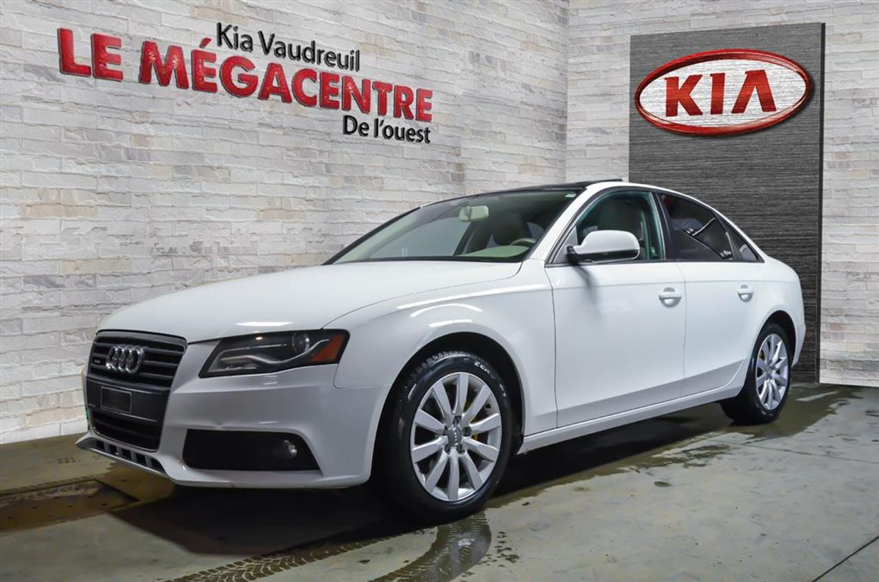 <a href=https://www.kiavaudreuil.com/occasion/Audi-A4-2010.html>https://www.kiavaudreuil.com/occasion/Audi-A4-2010.html</a>

Le méga centre de louest Kia Vaudreuil , vous offre un grand inventaire de véhicules doccasion de qualité, inspectés et préparés avec soin, avec un personnel entièrement dédié à votre satisfaction ! Meilleur prix du marché, cest garanti! Nous reprenons tous vos échange sans exception!! Nous avons à votre disposition un service de financement bancaire professionnel (2e , 3e chance au crédit). Tous nos véhicules doccasions Kia proviennent de notre fidèle clientèle. De plus, nous avons toutes les marques disponible le tout selon votre goût et budget. Vous cherchez un véhicule doccasion  On la ! Système de commande spéciale de véhicule également offert pour trouver le véhicule de vos rêves. Lautomobile, cest notre passion! Photos et vidéos personnalisés disponibles sur demande. Rapports CarProof disponible, plus de 100 véhicules doccasion en inventaire!!!! *PRIX BASÉ SUR UN FINANCEMENT A TAUX RÉGULIER  www.kiavaudreuil.com Vaudreuil-Dorion sur la rive-sud de Montréal. Communiquer avec lun de nos représentants 7 jours sur 7.       24 heures - 365 jours: 1-888-379-1742.   Cest facile de faire affaire avec nous.