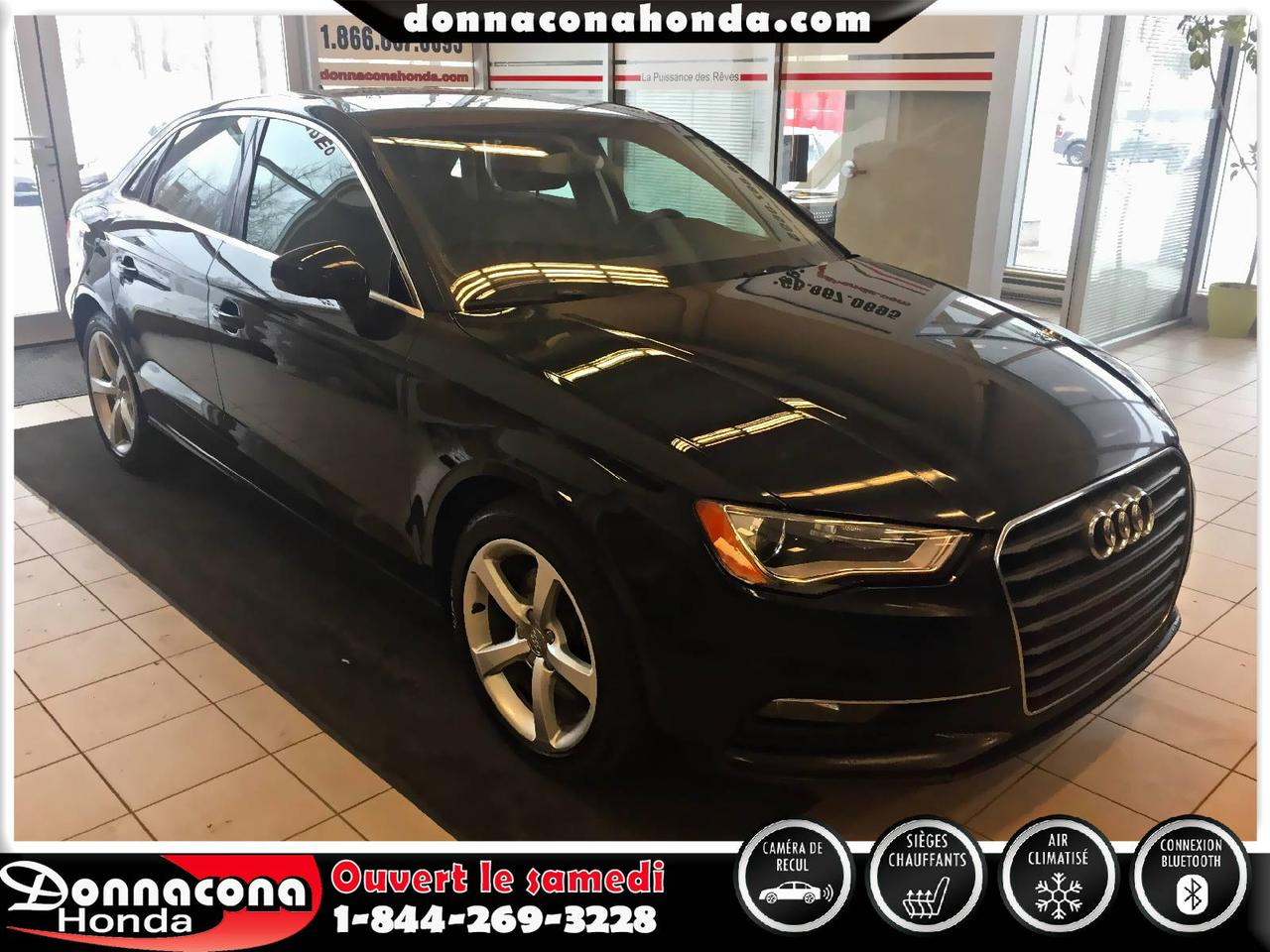 <a href=https://www.donnaconahonda.com/occasion/Audi-A3-2015.html>https://www.donnaconahonda.com/occasion/Audi-A3-2015.html</a>

DONNACONA HONDA, AUDI A3 2015, TOIT OUVRANT, CLIMATISATION AUTOMATIQUE, PARE-PIERRE, JANTES EN ALLIAGE, SIÈGES EN CUIR CHAUFFANTS ET ÉLECTRIQUE, CONNEXION BLUETHOOT ET BIEN PLUS ENCORE. 
NON-FUMEUR, RAPPORT CARPROOF ET INSPECTION CERTIFIÉE.
SEULEMENT MILLAGE DAUTOROUTE.  TRÈS BEAU VÉHICULE.
Pour plus de renseignements contactez lun de nos conseillers au 1-844-269-3228.