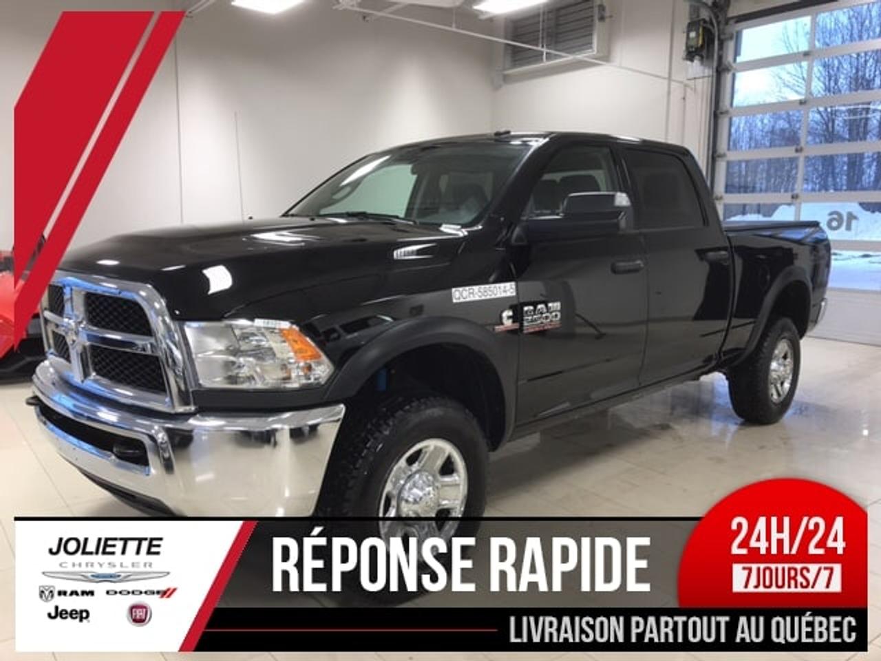 <a href=http://www.joliettedodge.com/occasion/RAM-2500-2018.html>http://www.joliettedodge.com/occasion/RAM-2500-2018.html</a>

SXT CUMMINS AVEC ENS. TOUT TERRAIN, DIFFÉRENTIEL AUTOBLOQUANT, ESSIEU AUTOBLOQUANT, RÉTROVISEURS DE REMORQUAGE NOIRS, UCONNECT BLUTHOOT ÉCRAN 5 POUCES AVEC SIRIUS XM GRATUIT 1 AN, PNEUS HORS-ROUTE LTE 275/70R18E LCB, SYSTÈME DAIDE AU RECUL, CAMÉRA DE RECUL, PNBV MOINS DE 5000 KILOS. Pour de linformation rapide 7 jours sur 7, appelez ou textez Samantha au: 450-760-8834. Grâce à un important réseau bâti en plus de 30 années de service, nous allouons également des montants exceptionnels sur TOUS les échanges, de toutes les marques! Nous reprenons même en échange les bateaux, motos, motoneiges, etc. Tout cela accompagné de notre service exceptionnel comme le démontre notre moyenne de 4.5/5 étoiles sur plus de 300 avis Google/Facebook/Reviewsii. Nous sommes une concession familiale en affaire depuis plus de 30 ans qui font tout en leur possible pour offrir un service exceptionnel autant à la vente quau service après-vente. Nous sommes lune des rares concessions recommandées CAA Québec, ce qui signifie un taux de satisfaction de la clientèle de plus de 95% pour le service après-vente! Nous sommes à seulement 25 minutes de lest de Montréal et de Terrebonne au coin de la route 158 et autoroute 31. Nous offrons un service de livraison rapide à la grandeur de la province par remorque fermée. INFO TEXTO: 450-760-8834 PS. Si vous habitez à plus de 50km de la concession, renseignez-vous sur la possibilité dobtenir une carte dessence de 20$ ici sur place si vous vous déplacez pour venir voir un véhicule. -- We also speak English! We are at 25 min of Montreal. Were a family owned business for more than 30 years. We have one of the highest ratings of customer satisfaction in Quebec. See it by yourself: Text us 7 days a week at 450-760-8834. Rapid response guaranteed! Get a gaz card of 20$ on site if you come see a vehicle and come from more than 50km!