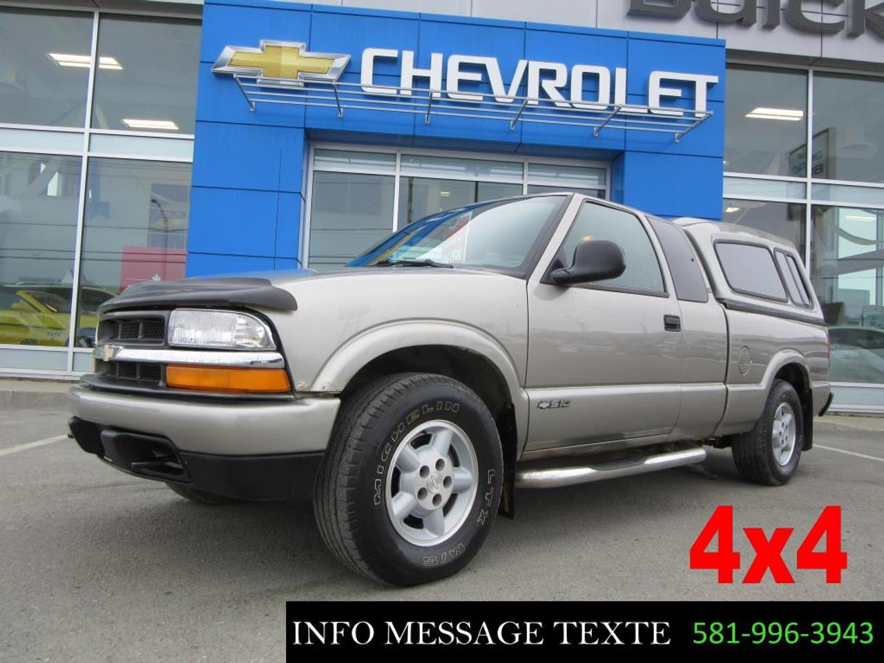 <a href=https://www.drouinetfreres.com/occasion/Chevrolet-S10-1998.html>https://www.drouinetfreres.com/occasion/Chevrolet-S10-1998.html</a>

4x4, Contactez-nous par MESSAGE TEXTE au 581-996-3943, pour plus dinformation.

Réparations à effectuer :CHECK ENGINE ET ABS ALLUMER

Réparations effectuées :VENDU TEL QUEL  
AUCUNE GARANTIE  
VEHICULE NON INSPECTE