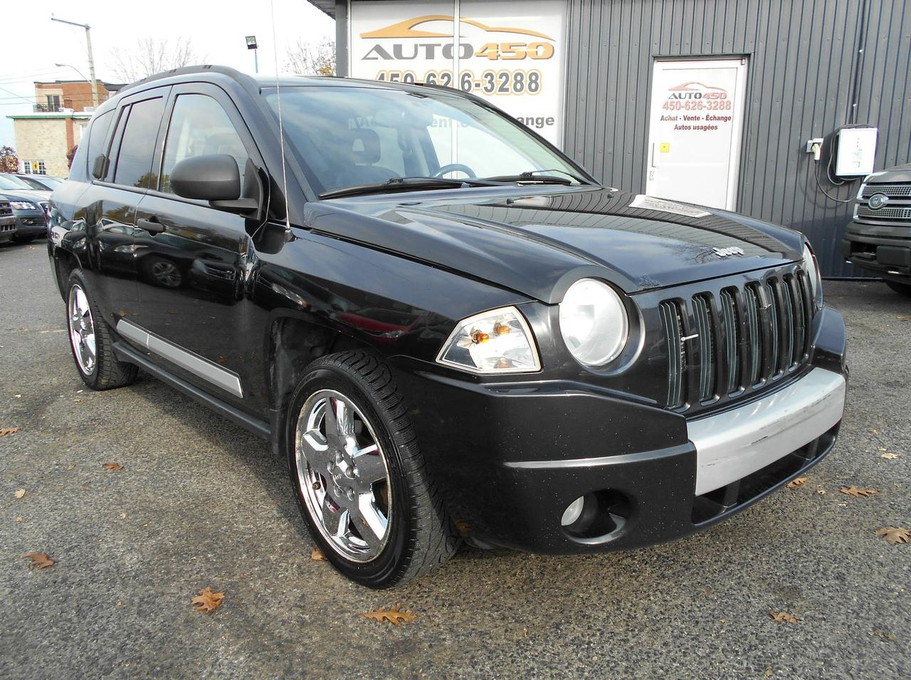 <a href=https://www.auto450.com/occasion/Jeep-Compass-2008.html>https://www.auto450.com/occasion/Jeep-Compass-2008.html</a>

JEEP COMPASS LIMITED  ***2008*** ***CUIR/4X4/TOIT OUVRANT*** 

FINANCEMENT BANCAIRE ET MAISON 100% APPROUVÉ*** OUVERT 7 JOURS/5 SOIRS SEMAINE*** ***450-876-0948***

***************************************************

***JEEP COMPASS LIMITED 2008*** **4X4** TRANSMISSION AUTOMATIQUE, MOTEUR 4 CYLINDRES DE 2.4 LITRES, 4 PORTES, 5 PASSAGERS *** AIR CLIMATISÉ*** ***RÉGULATEUR DE VITESSES*** VITRES, MIROIRS ET PORTES ÉLECTRIQUES, RÉGULATEUR DE VITESSES, VITRES TEINTÉES!! *** JANTES EN ALUMINIUM DE 18POUCES ***BIEN CHAUSSÉ POUR LHIVER*** ***4X4*** TRÈS PROPRE!!!! 
***TOIT OUVRANT*** ***SIÈGES CHAUFFANTS*** VÉHICULE PRÊT POUR LHIVER!!!
*******************************************************************

***FINANCEMENT BANCAIRE ET MAISON 100% APPROUVÉ ET GARANTIE PROLONGÉE DISPONIBLE***

******************************************************************

AUTO 450*** 950 boulevard ste-foy à longueuil,québec, J4K 1V9 ***450-626-3288 ***facebook (auto 450)***par courriel au : info@auto450.com***financement: 1ere, 2e et 3e chance au crédit et garantie disponible***plusieurs autres véhicules de disponible***ouvert 7 jours sur 7***lundi au vendredi de 9h à 20h et samedi et dimanche de 10h à 16h** **Bien que nous nous efforcions autant que possible dassurer lexactitude de ces données, nous ne sommes pas responsables de toute erreur ou omission contenue dans cette page.**

MOT CLEFS; HONDA TOYOTA BMW AUDI VOLKSWAGEN TURBO MERCEDES NISSAN GM PICKUP RAM 1500 F150 JEEP FORD DODGE CHRYSLER PRET RABAIS CRÉDIT ÉCHANGE EXPORT EXPORTATION BAS KILOMÉTRAGE 1 SEUL PROPRIO CARPROOF JAMAIS ACCIDENTÉ SPORT TURBO PERFORMANCE 4X4 LIQUIDATION CERTIFIÉ  TAXI UBER AUTO450 ZONE LONGUEUIL ST-HBERT BROSSARD MONTREAL BOUCHERVILLE INSPECTION BAS PRIX