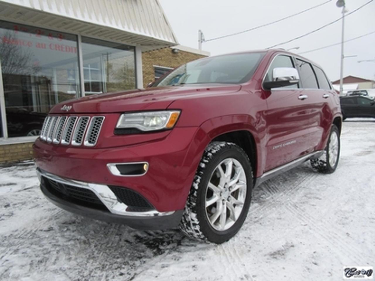 <a href=https://www.autoaubaine.com/Jeep-Grand Cherokee-c7005139.html>https://www.autoaubaine.com/Jeep-Grand Cherokee-c7005139.html</a>

Jeep Grand Cherokee Summit 2014\n\nRégulateur de vitesse, Toit ouvrant, Essuie-glaces intermittents, Essuie-glace arrière, Anti-démarreur, Freins ABS, Contrôle de stabilité, Coussin gonflable conducteur, Démarreur à distance, Lecteur CD, Lecteur MP3, Chauffe-moteur, Coffre - Ouverture à distance, Miroirs chauffants, Portes électriques, Sièges électriques, Tachymètre, Vitres électriques, Air climatisé, Intérieur en cuir, Climatisation deux zones, Commandes audio au volant, Sièges arrières rabattables, Sièges chauffants, Volant ajustable, Aileron, Moulures protectrices latérales, Tapis protecteurs, Vitres teintées, Attelage remorque, Phares haute intensité, Radio satellite, Ordinateur de bord, Caméra de recul, Radio AM/FM, Sièges ventilés, Direction assistée, Télédéverrouillage, Système dalarme, Essuie-glace détecteur de pluie, Rétroviseurs électriques, Jantes en alliage, Antipatinage, Phares antibrouillards, Coussins gonflables, Support à bagages, Verrous de sécurité pour enfants, Système de surveillance de la pression des pneus, Dégivreur de lunette arrière, Miroirs ajustables de lintérieur, Sièges baquets, Sièges avec fonction mémoire, Technologie Bluetooth intégrée, Port USB, Climatiseur automatique, Système HomeLink, Aide au stationnement (capteurs), Volant chauffant\n\n*****BALANCE DE GARANTIE PLAN OR
PROLONGÉE GLOBALE JUSQUAU 24 OCTOBRE 2019 OU 100000 KM SUR GR. MOTOPROPULSEUR*****.  Ecodiesel, très économique, tout équipé, freins neufs aux 4 roues, cuir, toit ouvrant panoramique, NAVIGATION, caméra de recul, dem. à distance, suspension pneumatique, phares au XÉNON, sièges électriques chauffants et ventilés, volant chauffant, bluetooth, gr. électrique, A/C, régulateur de vitesse adaptatif, système de son à 19 hauts-parleurs, sièges arrières chauffants, hayon électrique, attache-remorque dorigine et +++.  Véhicule très luxueux, rare sur le marché, CAPACITÉ DE REMORQUAGE DE 7200 lbs.  Carproof disponible, aucun accident...

*****TEXTOS BIENVENUE 514 707-4090*****

CHAPUT AUTO CONCESSIONNAIRE CHRYSLER JEEP RAM À VARENNES DEPUIS PLUS DE 65 ANS. TOUS NOS VÉHICULES SONT INSPECTÉS, RÉPARÉS ET GARANTIS. FINANCEMENT RAPIDE SUR PLACE 2 IÈME ET 3 IÈME CHANCE AU CRÉDIT, AUCUN CAS REFUSÉ.  

     WWW.CHAPUTOCCASION.COM

SBELLEMARE@CHAPUTAUTOMOBILE.COM

*****OUVERT LE SAMEDI DE 10H À 16H*****