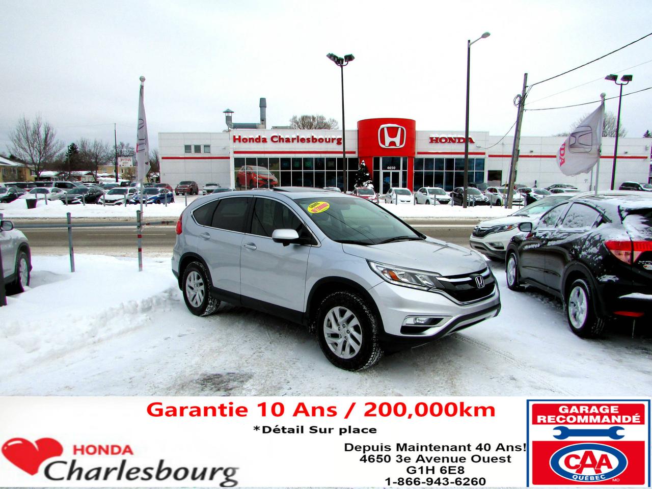 <a href=https://www.hondacharlesbourg.com/occasion/Honda-CRV-2015.html>https://www.hondacharlesbourg.com/occasion/Honda-CRV-2015.html</a>

Nouvel arrivage! 
Il nous fera un grand plaisir de vous diriger vers un achat éclairé
N`hésitez pas à communiquer avec nous
Complètement équipé avec toit ouvrant,caméra de recul,bancs chauffants,bluetooth et plus
Berline compacte , groupe électrique complet
Ce véhicule n a jamais été accidenté, un rapport Carproof est disponible pour tout savoir ses antécédents, 
l inspection certifiée comprend les freins, les pneus, la suspension, les roues, les filtres, les huiles, les liquides et les entretiens recommandés.
Garantie Global 09-dec-2021 ou 130 000 km