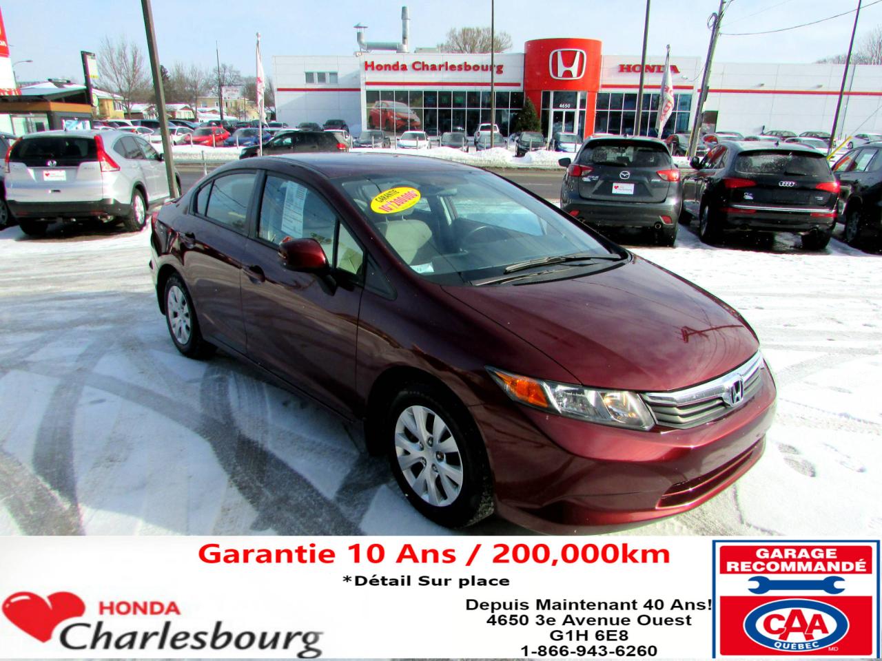 Used 2012 Honda Civic LX **** 62 344 KM ***** for sale in Charlesbourg, QC