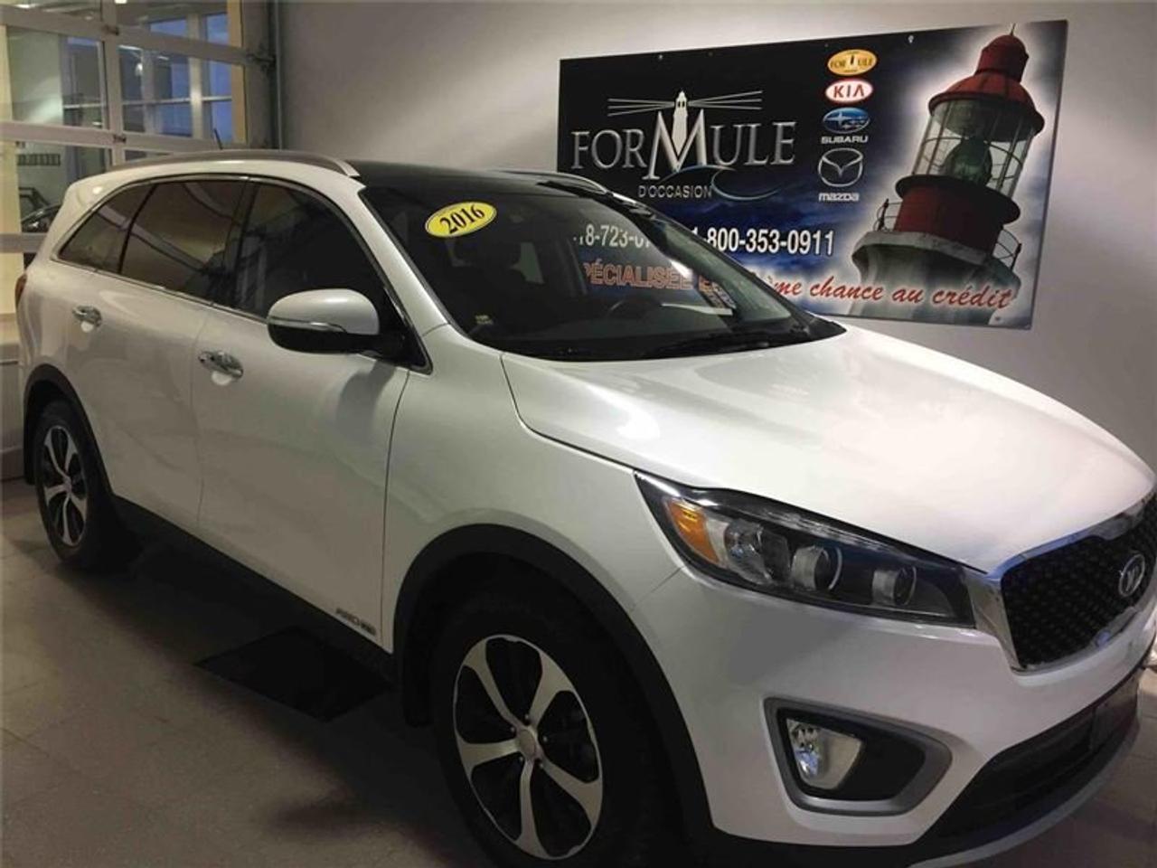 <a href=https://www.autoaubaine.com/Kia-Sorento-c6949621.html>https://www.autoaubaine.com/Kia-Sorento-c6949621.html</a>

Kia Sorento EX 2016\n\nRégulateur de vitesse, Toit ouvrant, Essuie-glaces intermittents, Anti-démarreur, Freins ABS, Contrôle de stabilité, Coussin gonflable conducteur, Coussins gonflables latéraux, Lecteur CD, Lecteur MP3, Portes électriques, Vitres électriques, Air climatisé, Intérieur en cuir, Sièges chauffants, Siège mémoire, Volant ajustable, Caméra de recul, Rétroviseurs, Volant gainé de cuir, Phares automatiques, Rétroviseur électrique, Direction assistée, Sièges de troisième rangée, Rétroviseurs chauffants, Siège à réglage électrique, Coussins gonflables arrière pour la tête, Siège conducteur - soutien lombaire, Démarrage sans clé, Freins à disque, Sièges chauffants - Avant, Jantes en alliage, Antipatinage, Phares antibrouillards, Verrous de sécurité pour enfants, Sièges baquets, Technologie Bluetooth intégrée, Cache bagages, Climatisation arrière, Entreposage Média sur disque dur, Rétroviseur à atténuation automatique, Surveillance de langle mort, Aluminium, Climatisation, Volant chauffant\n\nPOUR LE PLUS GRAND CHOIX À UN SEUL ENDROIT, LE MEGA CENTRE DE LUSAGÉ DANS LEST DU QUÉBEC. COUVRANT LA GRANDE RÉGION DE RIMOUSKI, MATANE, MONT-JOLI, RIVIÈRE-DU-LOUP, STE-ANNE DES MONTS, MATAPÉDIA,GASPÉSIE... CONTACTEZ-NOUS SANS FRAIS AU 1-877-864-3666 LIVRAISON PARTOUT AU QUÉBEC.
