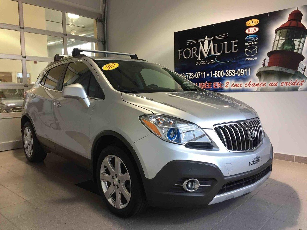 <a href=https://www.autoaubaine.com/Buick-Encore-c7019001.html>https://www.autoaubaine.com/Buick-Encore-c7019001.html</a>

Buick Encore Premium 2013\n\nRégulateur de vitesse, Toit ouvrant, Essuie-glaces intermittents, Anti-démarreur, Freins ABS, Contrôle de stabilité, Coussin gonflable conducteur, Coussins gonflables latéraux, Démarreur à distance, Lecteur MP3, Portes électriques, Vitres électriques, Air climatisé, Intérieur en cuir, Sièges chauffants, Siège mémoire, Volant ajustable, Tapis protecteurs, Caméra de recul, Volant gainé de cuir, Phares automatiques, Rétroviseur électrique, Direction assistée, Rétroviseurs chauffants, Coussins gonflables arrière pour la tête, Siège conducteur - soutien lombaire, Siège passager - soutien lombaire, Freins à disque, Sièges chauffants - Avant, Antipatinage, Phares antibrouillards, Verrous de sécurité pour enfants, Système de surveillance de la pression des pneus, Sièges baquets, Technologie Bluetooth intégrée, Cache bagages, Rétroviseur à atténuation automatique, Chrome, Climatisation, Volant chauffant\n\nPOUR LE PLUS GRAND CHOIX À UN SEUL ENDROIT, LE MEGA CENTRE DE LUSAGÉ DANS LEST DU QUÉBEC. COUVRANT LA GRANDE RÉGION DE RIMOUSKI, MATANE, MONT-JOLI, RIVIÈRE-DU-LOUP, STE-ANNE DES MONTS, MATAPÉDIA,GASPÉSIE... CONTACTEZ-NOUS SANS FRAIS AU 1-877-864-3666 LIVRAISON PARTOUT AU QUÉBEC.