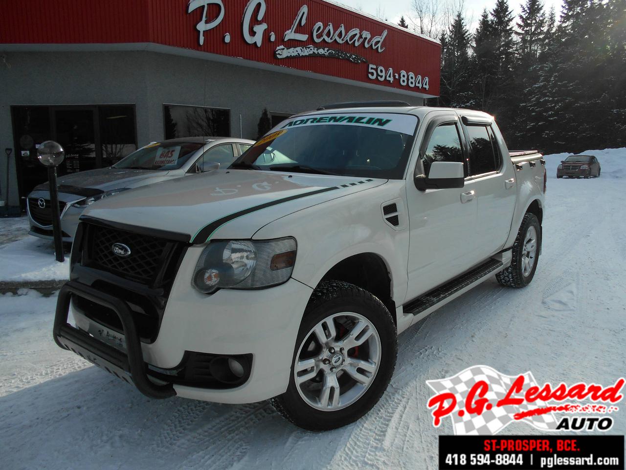 <a href=https://www.pglessard.com/occasion/Ford-Explorer_Sport_Trac-2009.html>https://www.pglessard.com/occasion/Ford-Explorer_Sport_Trac-2009.html</a>

Ford Explorer Sport Trac Limited Traction intégrale, 4 portes, V8 Adrenalin Cuir Toit Siege Chauffant PG Lessard Autos à St-Prosper près de St-Georges de Beauce répond aux besoins de chaque client avec grand soin. Nous savons que vous avez de grandes attentes et en tant que concessionnaire automobiles, nous relevons le défi de répondre et de surpasser chaque fois les normes. Laissez-nous vous prouver notre engagement à atteindre lexcellence! WWW.PGLESSARD.COM   1-855-836-5856