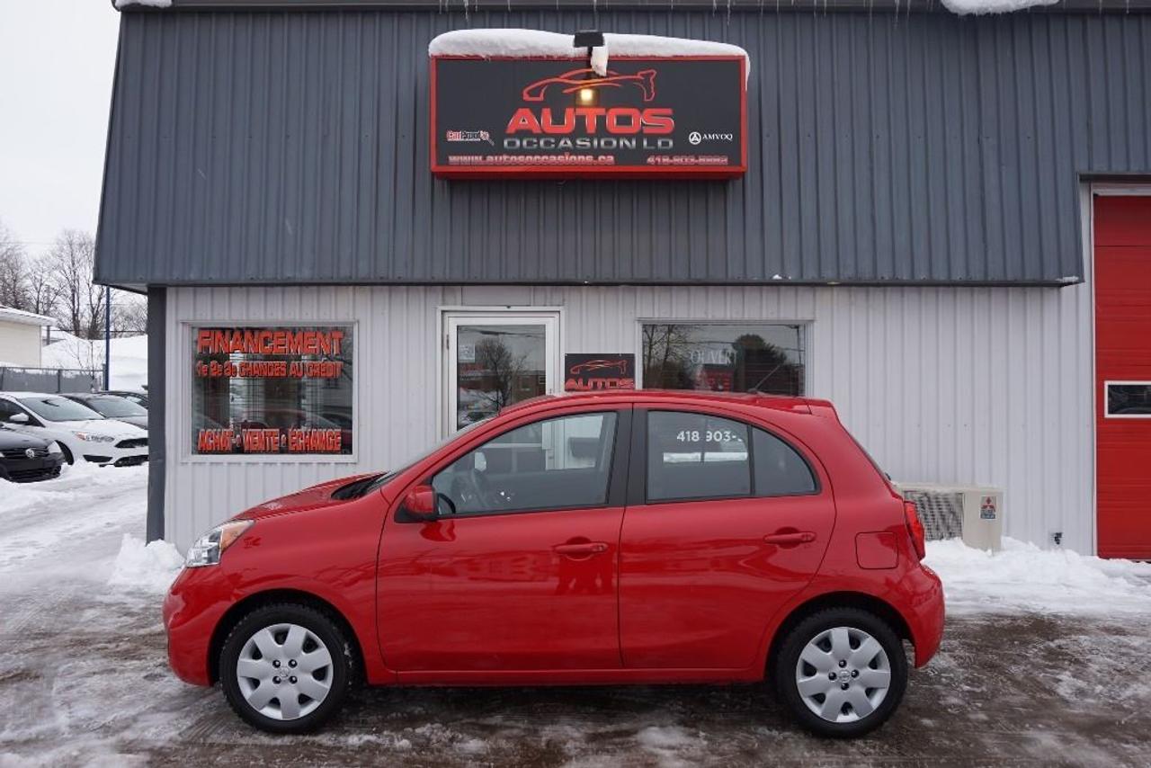 <a href=https://www.autosoccasions.ca/occasion/Nissan-Micra-2015.html>https://www.autosoccasions.ca/occasion/Nissan-Micra-2015.html</a>

NISSAN MICRA SV 2015 Hatchback Édition SV 4cyl 1.6 Litres ** FULL ÉQUIPÉ A/C CAMERA BLUETOOTH DÉMARREUR DISTANCE -- TRANSMISSION MANUELLE 5 VITESSES -- AVEC SEULEMENT 43 000 KM CERTIFIÉ NISSAN / 1 SEUL PROPRIÉTAIRE : JAMAIS ACCIDENTÉ : BALANCE GARANTIE NISSAN / 4 CYLINDRES 1.6 LITRES PURE DRIVE TRÈS ÉCONOMIQUE ET DURABLE (JAMAIS ACCIDENTÉ : RAPPORT CARPROOF INCLUS) COULEUR EXTÉRIEUR ROUGE, INTÉRIEUR GRIS FONCÉ / NOIR. INSPECTION COMPLÈTE INCLUSE -- ÉCHANGE ACCEPTÉ -- FINANCEMENT SUR PLACE À PARTIR 4.99 % -- BALANCE GARANTIE NISSAN : 3 ANS OU 60 000 KM COMPLÈTE -- 5 ANS OU 100 000 KM GROUPE MOTOPROPULSEUR. ÉQUIPEMENT COMPLET SV : AIR CLIMATISÉ - RÉGULATEUR VITESSES - DÉMARREUR À DISTANCE - CAMERA DE RECULE - ENJOLIVEUR ROUES / PNEUS DHIVERS BLIZZAK EXCELLENT - GROUPES ÉLECTRIQUES COMPLETS - ORDINATEUR DE BORD - LECTEUR CD-Mp3 - CONTRÔLE AUDIO AU VOLANT - BLUETOOTH/TÉLÉPHONE - PRISE AUXILIAIRE - SERVO DIRECTION - FREINS ABS - VALISE À HAYON - VOLANT AJUSTABLE === POUR PLUS DINFORMATION DEMANDER (DAVID.LAMONTAGNE) 418-903-5882 // 418-931-4036 Cell === FINANCEMENT SUR PLACE 4.99 % NOUS SOMMES OUVERTS 6 JOURS : 2430 BOUL GUILLAUME-COUTURE, LÉVIS G6W-2R5 : AU PLAISIR DE VOUS SERVIR WWW.AUTOSOCCASIONS.CA