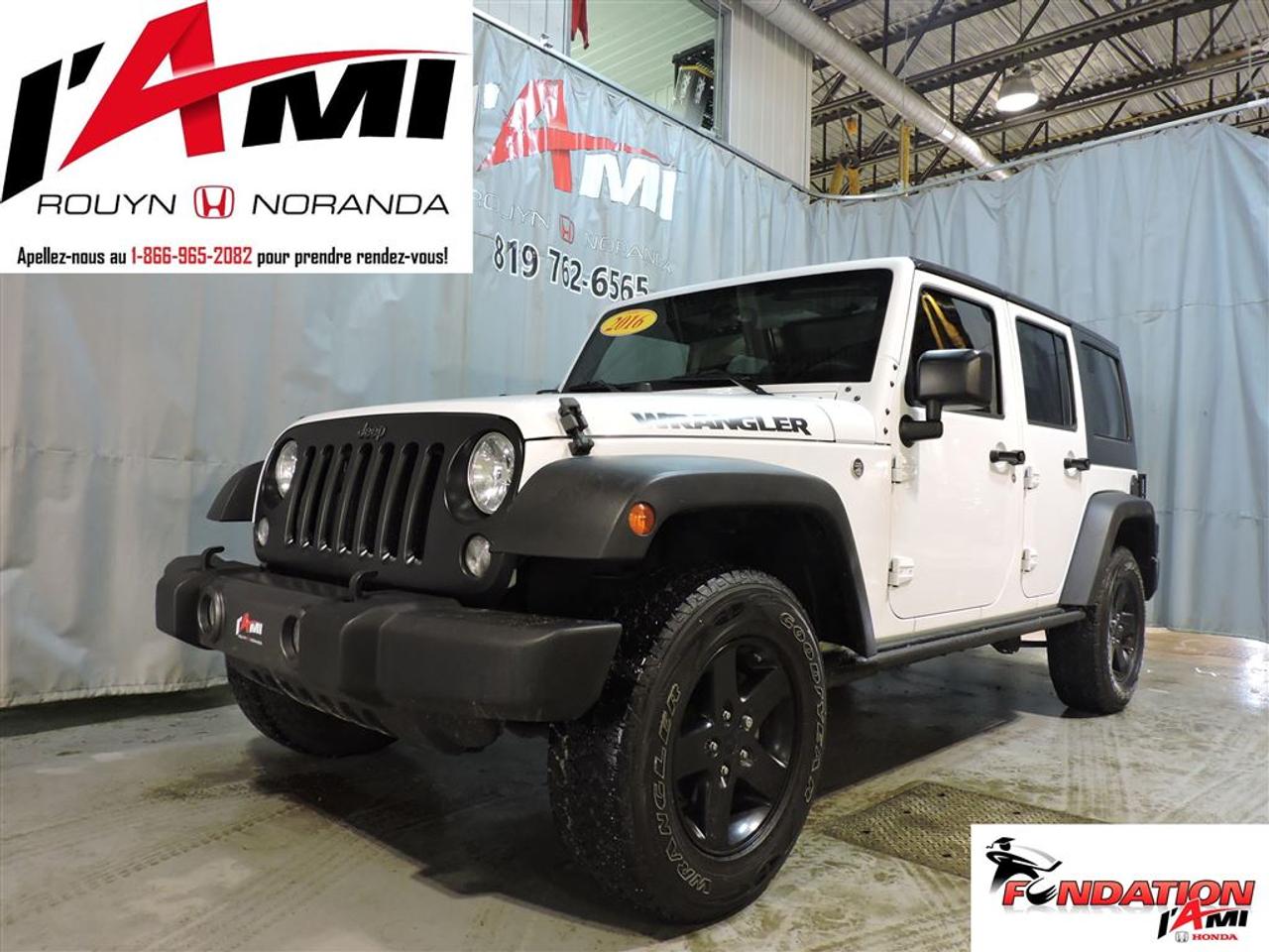 <a href=http://www.lamihonda.com/occasion/Jeep-Wrangler-2016.html>http://www.lamihonda.com/occasion/Jeep-Wrangler-2016.html</a>

** BALANCE DE GARANTIE COMPLÈTE JUSQUAU 2020-08-02 OU 100000 KM **    LIVRAISON PARTOUT AU QUÉBEC ET AU NORD DE LONTARIO!