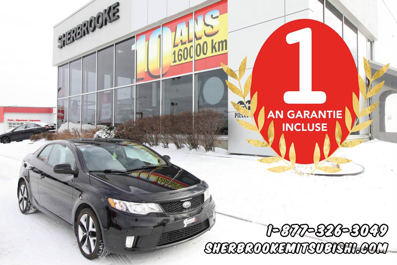 <a href=https://www.sherbrookemitsubishi.com/occasion/Kia-Forte_Koup-2013.html>https://www.sherbrookemitsubishi.com/occasion/Kia-Forte_Koup-2013.html</a>

**SEULEMENT 9,495$** Toît ouvrant, Sièges chauffants, Vitres Électriques, Intérieur en cuir, Jantes aluminium, Cruise control, Servo-freins, et bien plus... À Voir!!

**1-877-326-3049**

Rapport dhistorique Carproof disponible.

Ouvert le samedi de 10h à 16h. 

Pour une expérience dachat et un service des plus agréable cest Sherbrooke Mitsubishi, membre de lÉquipe Précision Auto. Visiter notre site web sherbrookemitsubishi.com ou equipeprecisionauto.ca pour voir tout notre inventaire de véhicules usagés. Plus de 100 véhicules usagés de toute marque au même endroit.

Situé en Estrie à Sherbrooke et Magog, près de Granby et Bromont.

Venez voir notre inventaire nous achetons et vendons des voitures doccasions de toutes marque.

Informez-vous auprès de nos conseillés qualifiés pour connaitre nos Programmes de Financement EN LIGNE Avantageux!

Frais administratif de 599$ pour la garantie 1 an incluse, Protection Plus Sherbrooke Mitsubishi.