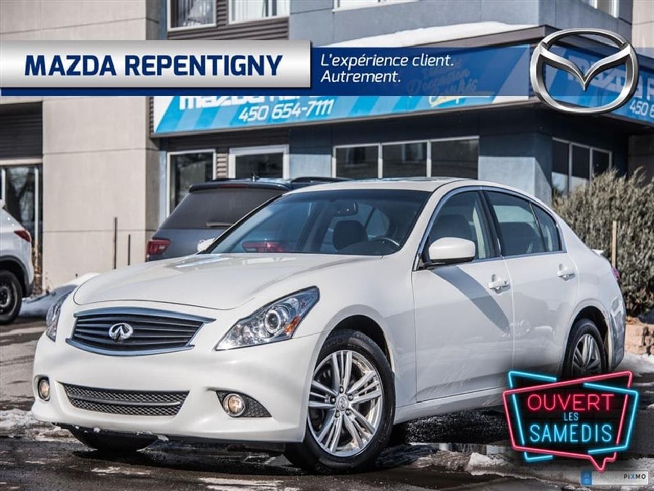 <a href=https://www.mazdarepentigny.com/occasion/Infiniti-G37X-2013.html>https://www.mazdarepentigny.com/occasion/Infiniti-G37X-2013.html</a>

cuir+Bluetooth+toit ouvrant+camera de recule+sièges chauffants+régulateur de vitesse+air climatisé+phares automatiques+essuie glace détecteur de pluie+mags et beaucoup plus a qui la chance !!!    Mazda Repentigny: Votre concessionnaire de choix pour un véhicule neuf ou doccasion. Financement à partir de 0,9% pour un véhicule doccasion certifié. Financement 1-2-3e chance au crédit disponible. Meilleurs taux de lindustrie.     Venez voir pourquoi nous sommes votre référence automobile.     Faites un essai routier dès aujourdhui de votre prochain véhicule acheté chez Mazda Repentigny