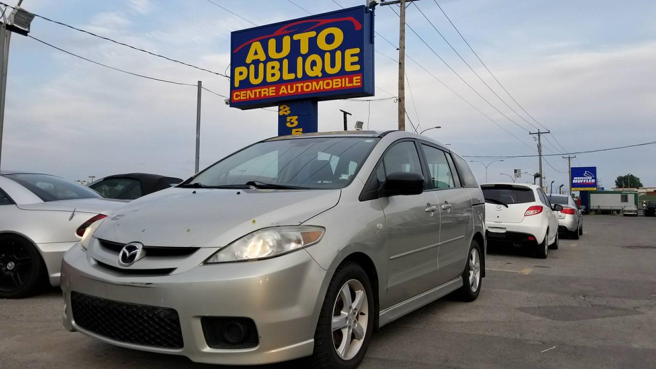 <a href=https://www.autoaubaine.com/Mazda-5-c6856291.html>https://www.autoaubaine.com/Mazda-5-c6856291.html</a>

Déplacez vous en confort avec votre famille et leurs amis!
Beau Mazda5 2007 GS en excellent état. Familiale, 6 places, portes et fenetres electriques, automatique.

Nos emplacements situés à Laval et à Delson vous offrent tous les soins requis pour votre nouveau véhicule sous un même toit : Mécanique à taux réduit si vous achetez un véhicule chez nous, des rabais sur lesthétique ainsi la teinte de vitres, débosselage sans peinture, carrosserie, remplacement de pare-brise et bien plus.

Tous nos véhicules ont un rapport dinspection détaillé, sont soigneusement préparés.

Nous vous offrons le financement 1ère, 2ème et 3ème chance au crédit ainsi que la politique du meilleur prix garanti !

Osez comparer. Avant dacheter venez rencontrer notre personnel dynamique dans un environnement sans pression. Notre mission est de vous trouver le véhicule de votre choix, selon vos critères ! Si nous ne lavons pas, nous pouvons vous le trouver ! Frais de préparation en sus.

Se habla Español !