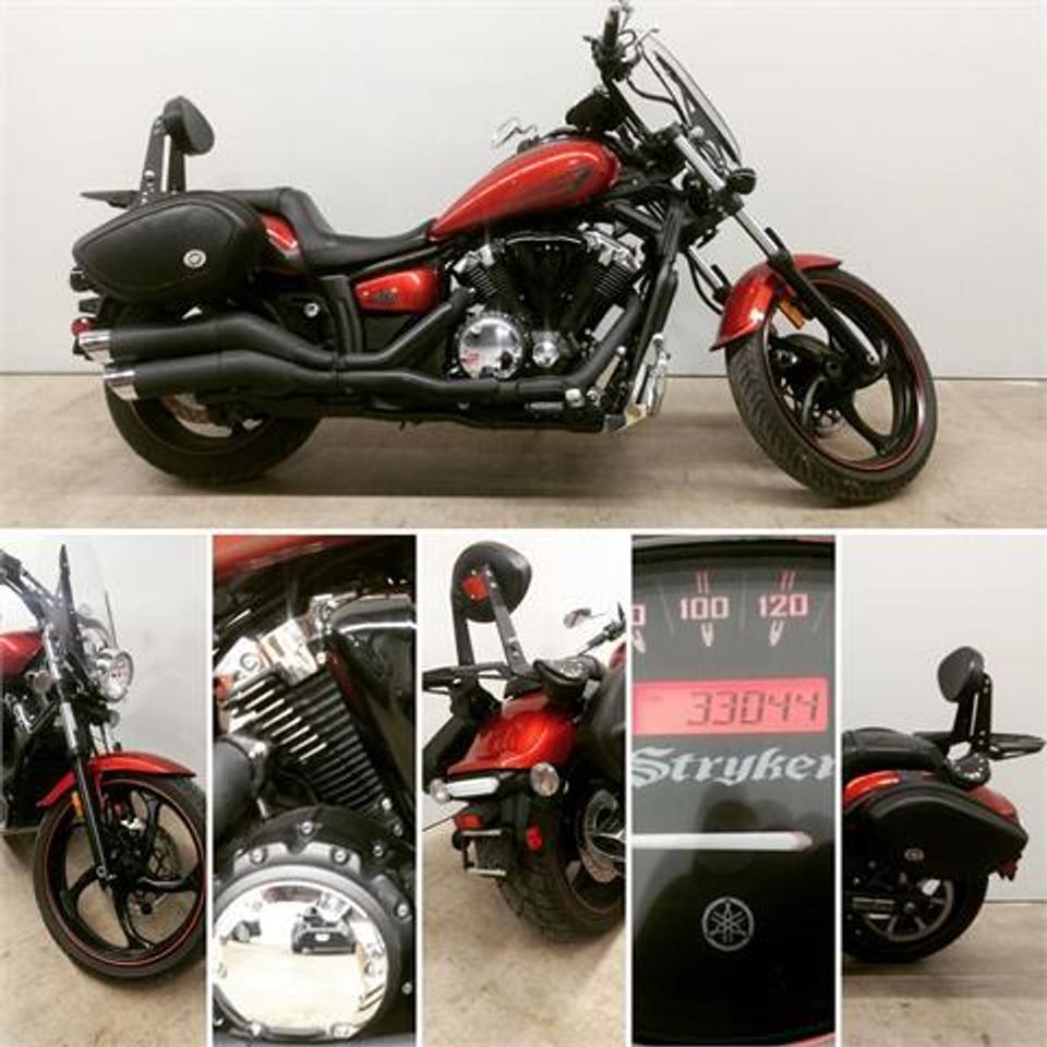 <p>Wow what a machine! 1300cc Yamaha Stryker with a TON of Genuine Yamaha Accessories! Pass Backrest! Luggage Rack, Saddlebags, Engine Guard Windshield and Much more.... Come and check this out for yourself still lots of Riding Season left.... Was $9999 Now $8499</p>