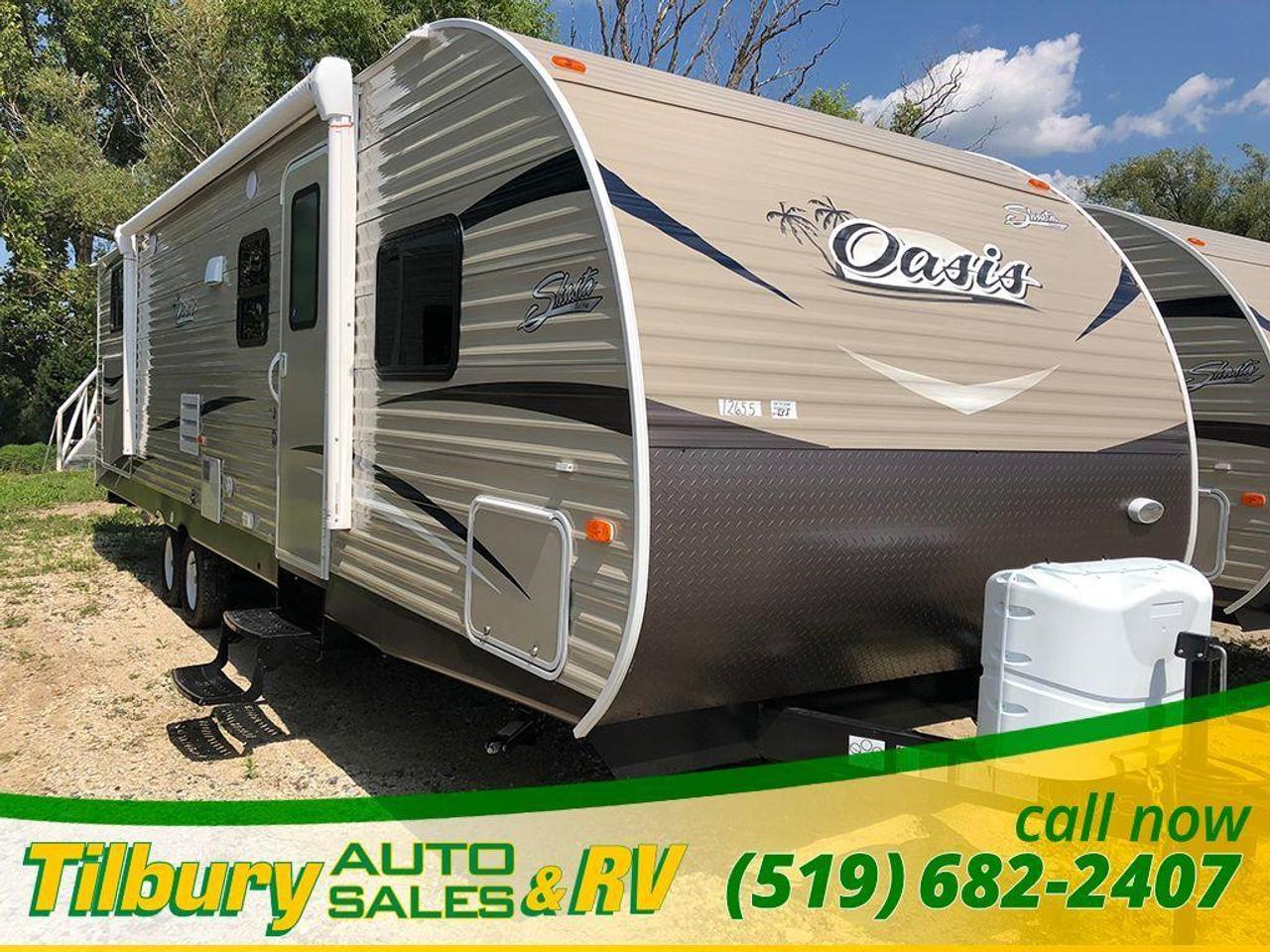 <p><span style=font-size: medium;><strong>Call us at 519-682-2407 or visit our lot at 20600 HWY #42, Tilbury, Ontario. Canada. + PDI and prep charges&nbsp;</strong></span></p>
<p><span style=font-size: medium;>This Shasta Oasis 31OK is one of our best selling model trailers here at Tilbury Auto Sales RV Yamaha. For a couple obvious reasons....the first reason...the outdoor kitchen! Make a meal for the entire family OUTDOORS without having to make a mess inside your trailer or leave any lingering cooking smells... the second is the 3 man bank house in the back that the kids will love!&nbsp;</span><br /><br /><span style=font-size: medium;>A master bedroom can be found at the front of the RV with a queen sized bed and overhead and underneath the bed storage. No doors for the master bedroom but privacy is added by the entertainment centre in the middle. Living room features a dark brown leather couch that pulls out. A gorgeous U-Shaped dinette can fit the entire family at the dinner table, when youre ready for bed the dinette turns into an additional sleeping space.&nbsp;</span><br /><br /><span style=font-size: medium;>Beautiful dark colour woods can be found throughout the unit. Full sized Fridge/Freezer combo. Comes with a mircowave, oven, 3 burner range, double sink and lots of cupboard space for food and dishes. Full sized bathroom with a stand up shower, sink, toilet, vanity.&nbsp;</span><br /><br /><span style=font-size: medium;>Join the Shasta Oasis party with TAS today!&nbsp;</span></p>
<p><span style=font-size: medium;>Sleeps- 8</span><br /><span style=font-size: medium;>Slides- 1</span><br /><span style=font-size: medium;>Length- 35 ft 5 in</span><br /><span style=font-size: medium;>Ext Width- 8 ft</span><br /><span style=font-size: medium;>Ext Height- 10 ft 9 in</span><br /><span style=font-size: medium;>Hitch Weight- 624 lbs</span><br /><span style=font-size: medium;>Gross Weight- 7624 lbs</span><br /><span style=font-size: medium;>Dry Weight- 5730 lbs</span><br /><span style=font-size: medium;>Cargo Weight- 1894 lbs</span><br /><span style=font-size: medium;>Fresh Water Capacity- 42 gals</span><br /><span style=font-size: medium;>Grey Water Capacity- 36 gals</span><br /><span style=font-size: medium;>Black Water Capacity- 36 gals</span></p>
<p><span style=font-size: medium;><strong>Call us at 519-682-2407 or visit our lot at 20600 HWY #42, Tilbury, Ontario. Canada. + PDI and prep charges&nbsp;</strong></span></p>
<p>&nbsp;While every reasonable effort is made to ensure the accuracy of this data, we are not responsible for any errors or omissions contained on these pages. Please verify any information in question with a dealership sales representative. Serving, Windsor, Essex, Tilbury, Chatham, Blenheim, Rodney, St. Marys, St. Thomas, Leamington, Harrow, Amherstburg, Kingsville, Wheatley, Belle River, Lakeshore, Wallaceburg, Sarnia,London, Lambton, Lambton County, Lambeth, Essex County, Middlesex, Middlesex County, Rodney, Dresden, Thamesville, Lasalle, Watford, Ailsa Craig, Glencoe, Alvinston, Parkhill, Strathroy, Mt.Brydges, West Lorne, Dutton, Aylmer * Prices in Ontario, include OMVIC/AMVIC fee (where applicable), dealer administration and other retailer charges and exclude taxes, license, insurance, plus HST* * While every reasonable effort is made to ensure the accuracy of this information, we are not responsible for any errors or omissions contained on these pages. Please verify any information in question with Tilbury Auto Sales & RV. .</p>