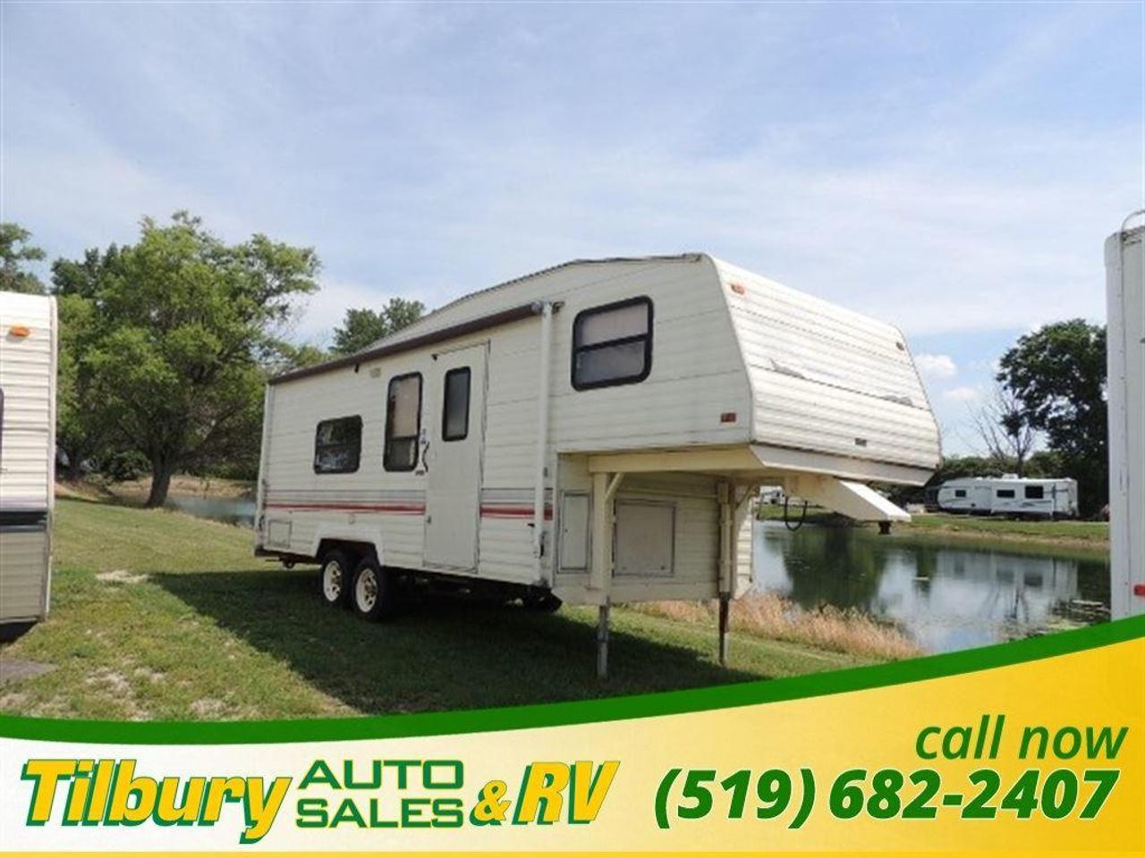 <p><strong><span style=font-size: 7.5pt; font-family: Verdana, sans-serif;>Call us at 519-682-2407 or visit our lot at 20600 HWY #42, Tilbury, Ontario. Canada.</span></strong></p>
<p><br />1993 Fleetwood Terry 25.5 K 5th Wheel <br />Clean and very well kept <br />Sleeps 6<br />Midsized fridge, double sink.&nbsp;<br />Dining area can be converted into an extra sleeping area.<br />Queen sized bed in top bunk or the master bedroom.<br />Jacknife sofa that can be converted into an extra sleeping area as well.&nbsp;<br />Bathroom with sink, toilet, and shower. Storage in the bathroom.&nbsp;<br />Mirrors can be found throughout the unit.&nbsp;<br /><br /></p>
<p class=MsoNormal style=mso-margin-top-alt: auto; mso-margin-bottom-alt: auto; line-height: normal;><span style=font-size: 7.5pt; font-family: Verdana, sans-serif;>While every reasonable effort is made to ensure the accuracy of this data, we are not responsible for any errors or omissions contained on these pages. Please verify any information in question with a dealership sales representative. Please call for further details. While every reasonable effort is made to ensure the accuracy of this data, we are not responsible for any errors or omissions contained on these pages. Please verify any information in question with a dealership sales representative. Serving, Windsor, Essex, Tilbury, Chatham, Blenheim, Rodney, St. Marys, St. Thomas, Leamington, Harrow, Amherstburg, Kingsville, Wheatley, Belle River, Lakeshore, Wallaceburg, Sarnia,London, Lambton, Lambton County, Lambeth, Essex County, Middlesex, Middlesex County, Rodney, Dresden, Thamesville, Lasalle, Watford, Ailsa Craig, Glencoe, Alvinston, Parkhill, Strathroy, Mt.Brydges, West Lorne, Dutton, Aylmer * Prices in Ontario, include OMVIC/AMVIC fee (where applicable), dealer administration and other retailer charges and exclude taxes, license, insurance, plus HST*</span></p>