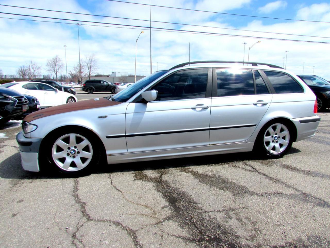Nice Clean BMW 325i Wagon With Automatic Transmission, Sunroof, Silver on Black Leather Interior. Loaded with: Power Door Locks, Power Windows, Locks, Mirrors, CD/ AUX, AC, Alloys, Sunroof, Power Heated Leather Memory Bucket Seats, Keyless. Auto Moto Of Ontario @ 583 Main St E. , Milton, L9T3J2 ON. Please call for further details. 905-281-2255, 
We are open Monday to Friday from 10am to 7:00pm and Saturdays from 10am to 6pm, Sundays closed.
ALL TRADE INS ARE WELCOMED!! 
ALL TRADE-IN VEHICLES OFFERED FOR SALE AS TRADED. THE VEHICLE WAS DRIVEN DAILY PRIOR TO BEING TRADED IN. 

We are required by OMVIC to state that this vehicle is being sold AS IS, Not Certified, and is not represented as being in a road worthy condition, mechanically sound or maintained at any guaranteed level of quality.