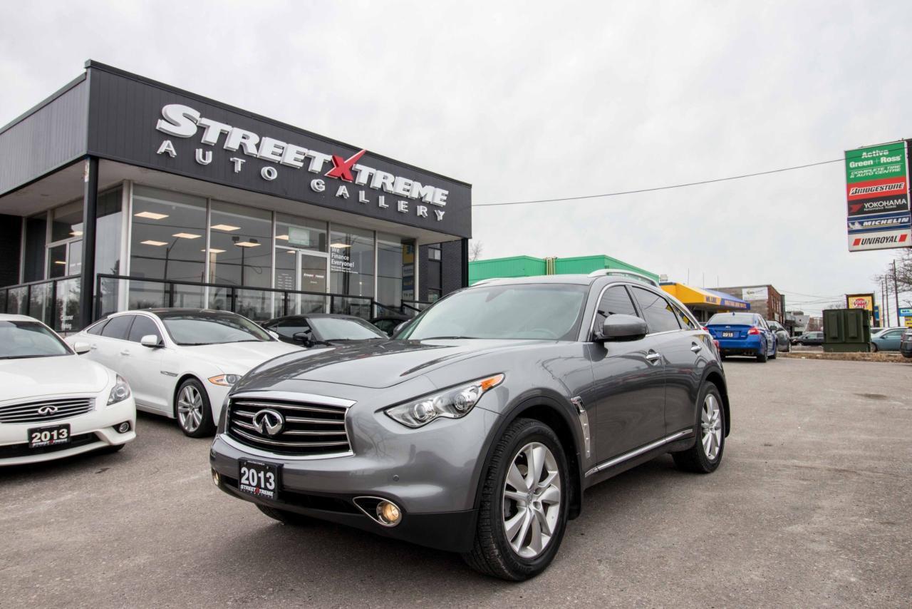 <p>&nbsp;</p>
<p class=MsoNormal>The 2013 Infiniti FX37 has a very sophisticated look, with a rounded front and smooth transition to the top and sides. Interior is packed full of goodies, including GPS, so you&rsquo;ll never get lost. Bluetooth connectivity is a must. Rearview camera with a birds-eye view is a bonus! Seats have a very unique stitching pattern to them. It is also well powered for an SUV, producing 325HP and 267 lb-ft of torque from a V-6 3.7 litre engine. Paired with such a powerful engine is a seven-speed automatic transmission with overdrive.&nbsp;</p>
<p class=MsoNormal>&nbsp;</p>
<p>**A WHEEL BALANCE, ALIGNMENT, & OIL CHANGE IS INCLUDED IN EVERY CERTIFIED VEHICLE**</p>
<p>&nbsp;</p>
<p>Finance this vehicle for as little as $333.81 bi-weekly for 60 months at 4.99% O.A.C (estimated finance rate) with $0 down subject to approvals for a total cost of borrowing of only $4976.43. Call 905.554.8628 for more details and conditions.</p>
<p>&nbsp;</p>
<p>The monthly payment on the vehicle has been calculated only for the purpose of comparison and is not an offer to provide a loan. This comparison is based on the bi-weekly payment of 60 months for all 2013 car models at 4.99% O.A.C, excluding licensing and additional fees. The APR rate applied is only an estimate, which may be below or above the rate you actually receive.</p>
<p>&nbsp;</p>
<p>&nbsp;</p>
<p>&nbsp;</p>
<p>WARRANTY COVERAGE can be added at an additional cost. StreetXtreme offers a wide range of coverages to suit all your needs. We are also an authorized service centre for all our warranty companies for your convenience. A true one-stop-shop!</p>
<p>&nbsp;</p>
<p>&nbsp;</p>
<p>&nbsp;</p>
<p>This vehicle will come SAFETY CERTIFIED & FULLY DETAILED</p>
<p>&nbsp;</p>
<p>HST + LICENSING EXTRA</p>
<p>&nbsp;</p>
<p>We are an OMVIC & UCDA member so buy with confidence and more importantly... a PEACE OF MIND.</p>
<p>&nbsp;</p>
<p>&nbsp;</p>
<p>&nbsp;</p>
<p>StreetXtreme strives to purchase our vehicles at the lowest cost so we can retail it for the lowest price. We spend quality time doing our research to make sure our prices are competitive and for this reason, our prices are HAGGLE FREE. Thank you for understanding.</p>
<p>&nbsp;</p>
<p>&nbsp;</p>
<p>&nbsp;</p>
<p>CALL NOW at (905) 554-8628 - Press #1 for Sales Department OR you can also call:</p>
<p>&nbsp;</p>
<p>Kevin @ (647) 927-8780</p>
<p>&nbsp;</p>
<p>Tommy @ (416) 720-7721</p>
<p>&nbsp;</p>
<p>Nathan @ (647) 575-8892</p>
<p>&nbsp;</p>
<p>&nbsp;</p>
<p>&nbsp;</p>
<p>For more details in regards to financing, please visit: https://www.streetxtreme.ca/financing-landing/</p>
<p>&nbsp;</p>
<p>To view our full inventory list, please visit: https://www.streetxtreme.ca/vehicles/</p>
<p>&nbsp;</p>
<p>&nbsp;</p>
<p>&nbsp;</p>
<p>StreetXtreme Auto Gallery</p>
<p>&nbsp;</p>
<p>5829 Hwy 7 East</p>
<p>&nbsp;</p>
<p>Markham, Ontario</p>
<p>&nbsp;</p>
<p>L3P 1A5</p>
<p>&nbsp;</p>
<p>(905) 554-8628 Ext. 1</p>
<p>&nbsp;</p>
<p>&nbsp;</p>
<p>&nbsp;</p>
<p>StreetXtreme Street Extreme StreetExtreme Street Xtreme</p>