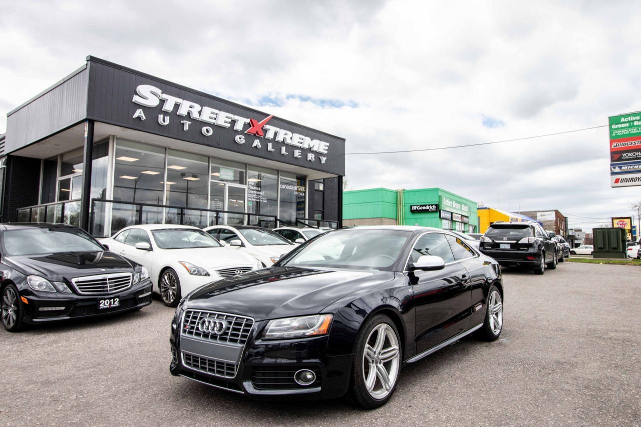 <p>Take the more ordinary Audi A5 coupe, insert a marvelous V-8 under the hood, and we have ourselves an 2011 Audi S5! The S5 sports a 354-horsepower, 4.2-liter V-8 engine with 325 pound-feet of torque at its peak; its delivered via a six-speed manual transmission. Fuel economy is surprisingly good, with an average of 13L/100KM between city and highway driving.&nbsp;</p>
<p>&nbsp;</p>
<p>**A WHEEL BALANCE, ALIGNMENT, & OIL CHANGE IS INCLUDED IN EVERY CERTIFIED VEHICLE**</p>
<p>Finance this vehicle for as little as $317.64 bi-weekly for 48 months at 4.99% O.A.C (estimated finance rate) with $0 down subject to approvals for a total cost of borrowing of only $3090.69. Call 905.554.8628 for more details and conditions.</p>
<p>The monthly payment on the vehicle has been calculated only for the purpose of comparison and is not an offer to provide a loan. This comparison is based on the bi-weekly payment of 48 months for all 2011 car models at 4.99% O.A.C, excluding licensing and additional fees. The APR rate applied is only an estimate, which may be below or above the rate you actually receive.</p>
<p>WARRANTY COVERAGE can be added at an additional cost. StreetXtreme offers a wide range of coverages to suit all your needs. We are also an authorized service centre for all our warranty companies for your convenience. A true one-stop-shop!</p>
<p>&nbsp;</p>
<p>This vehicle will come SAFETY CERTIFIED & FULLY DETAILED</p>
<p>HST + LICENSING EXTRA</p>
<p>We are an OMVIC & UCDA member so buy with confidence and more importantly... a PEACE OF MIND.</p>
<p>StreetXtreme strives to purchase our vehicles at the lowest cost so we can retail it for the lowest price. We spend quality time doing our research to make sure our prices are competitive and for this reason, our prices are HAGGLE FREE. Thank you for understanding.</p>
<p>&nbsp;</p>
<p>CALL NOW at (905) 554-8628 - Press #1 for Sales Department OR you can also call:</p>
<p>Kevin @ (647) 927-8780</p>
<p>Tommy @ (416) 720-7721</p>
<p>Nathan @ (647) 575-8892</p>
<p>&nbsp;</p>
<p>For more details in regards to financing, please visit: https://www.streetxtreme.ca/financing-landing/</p>
<p>To view our full inventory list, please visit: https://www.streetxtreme.ca/vehicles/</p>
<p>&nbsp;</p>
<p>StreetXtreme Auto Gallery</p>
<p>5829 Hwy 7 East</p>
<p>Markham, Ontario</p>
<p>L3P 1A5</p>
<p>(905) 554-8628 Ext. 1</p>
<p>StreetXtreme Street Extreme StreetExtreme Street Xtreme</p>