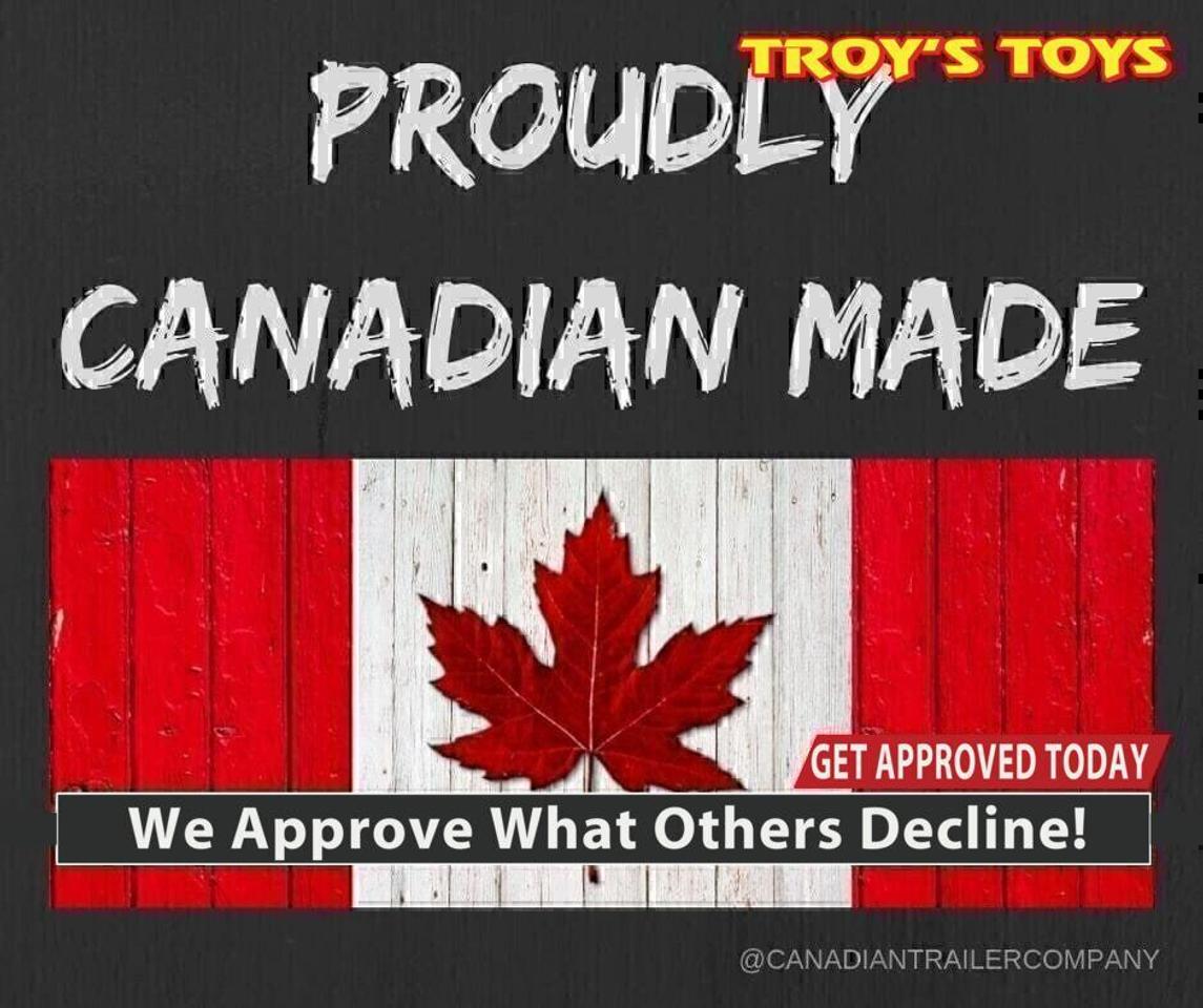 Text or Call 519-400-6666 for quick response!

Canadian Built Trailers - Cargo Trailers

Custom build your trailer at Troys Toys today! Visit our website www.troystoys.net for full inventory.

OVER 100 TRAILERS IN STOCK!!

*Prices do not include sales tax or registration*



This Model:

2019 CTC 7x12 V-Nose

(Size does not include the v-nose; size plus the v-nose)

HEIGHT: 66"

COLOUR: Black

FRAME: Steel

REAR DOOR: Ramp 

15 RADIAL TIRES ON: 15 Galvanized Wheels 

AXLE(S) TYPE: Tandem, dropped

AXLE(S) CAPACITY: 3500lb/ea

HITCH: 2 5/16 Ball

JACK: 2,000 Lb.

OTHER OPTIONS: RV Latch, Pressure Treated Plywood Flooring



Standard Options with all CTC Trailers:

Screwless exterior cladding (.30) with checker plate trim all around

Polished aluminum fenders

One piece aluminum roof

Angled diamond checker plate stone guard on v-nose

16 o/c square tubing frame (Roof, Walls & Floor)

Curb-side man-door

3/4 fir plywood floor

3/8 fir plywood on walls

Exterior L.E.D lighting

Side Vents 

Bar Lock



For the full 2019 Canadian Trailer Company Lineup, please visit www.canadiantrailercompany.net



All trailers come with a 3-year manufacturers warranty. Some conditions apply. See store for details.
