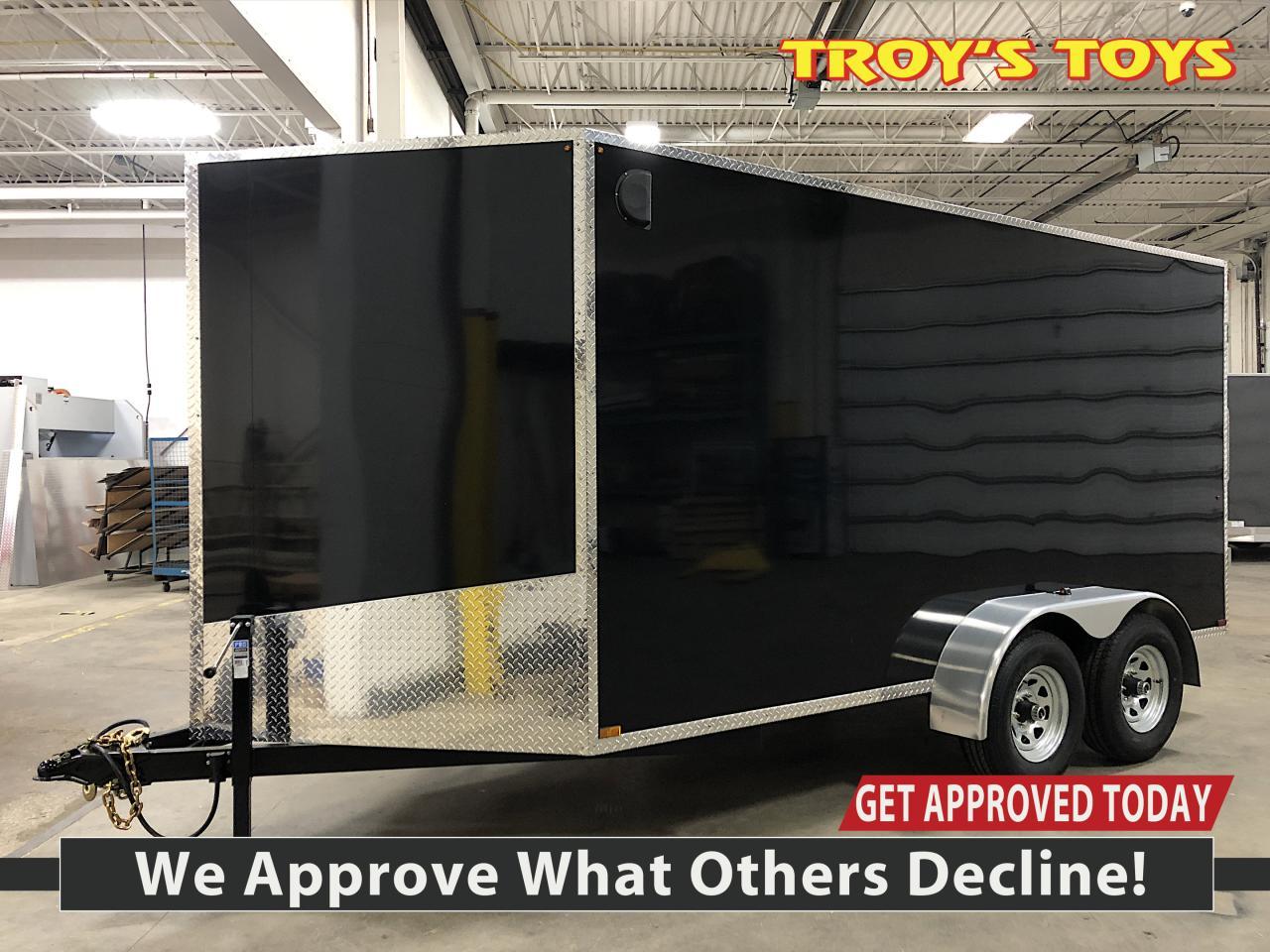 Text or Call 519-400-6666 for quick response!

Canadian Built Trailers - Cargo Trailers

Custom build your trailer at Troys Toys today! Visit our website www.troystoys.net for full inventory.

OVER 100 TRAILERS IN STOCK!!

*Prices do not include sales tax or registration*



This Model:

2020 CTC 7X16 V-Nose

(Size does not include the v-nose; size plus the v-nose)

HEIGHT: 66"

COLOUR: Black

FRAME: Steel

REAR DOOR: Ramp 

15 RADIAL TIRES ON: 15 Galvanized Wheels 

AXLE(S) TYPE: Tandem, dropped

AXLE(S) CAPACITY: 3500lb/ea

HITCH: 2 5/16 Ball

JACK: 2,000 Lb.

OTHER OPTIONS: RV Latch



Standard Options with all CTC Trailers:

Screwless exterior cladding (.30) with checker plate trim all around

Polished aluminum fenders

One piece aluminum roof

Angled diamond checker plate stone guard on v-nose

16 o/c square tubing frame (Roof, Walls & Floor)

Curb-side man-door

3/4 fir plywood floor

3/8 fir plywood on walls

Exterior L.E.D lighting

Side Vents 

Bar Lock



For the full 2020 Canadian Trailer Company Lineup, please visit www.canadiantrailercompany.net



All trailers come with a 3-year manufacturers warranty. Some conditions apply. See store for details.