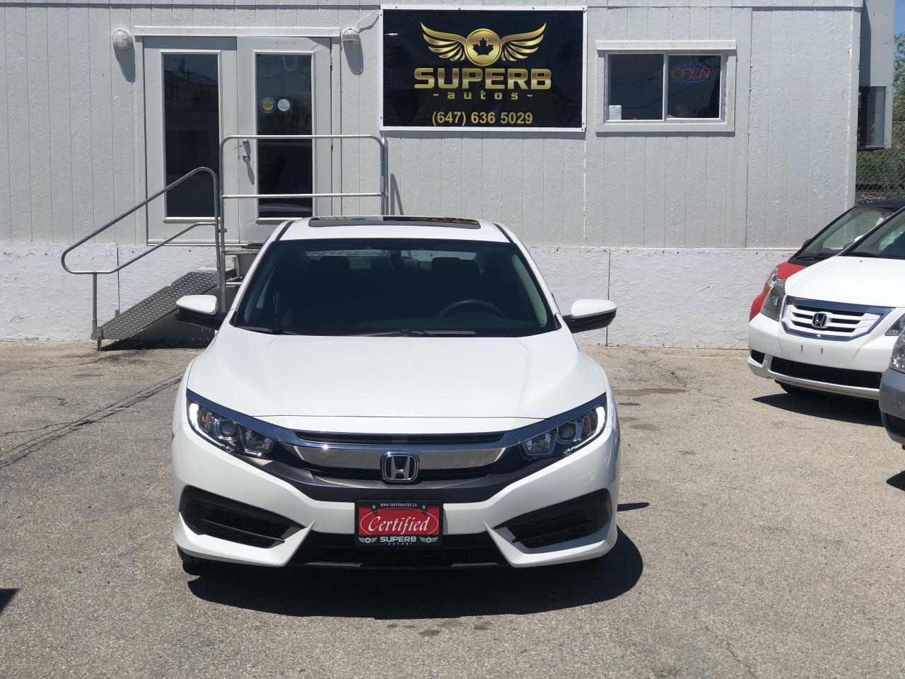 2016 HONDA CIVIC EX-L. NO ACCIDENT . ONE OWNER. CLEAN CARFAX . LOW KM ONLY 43KM. CERTIFIED . BACK UP CAMERA . BLUETOOTH . FM/AM/AUX/USB/XM 3 MONTHS FREE SIRIUS XM MEMBERSHIP. SUNROOF . ALLOY WHEELS . HEATED SEATS. CRUISE CONTROL. ECO DRIVE MODE, HEATED FRONT SEATS, HEATED SIDE VIEW MIRRORS, PUSH BUTTON START. IN AND OUT CLEAN . https://vhr.carfax.ca/main?id=e8AqxjBMUQs2k%2bRy7T0SSMUFq7kOEQ0h . 4 CYLINDERS 2.0L ENGINE WITH AUTOMATIC TRANSMISSION . FINANCING AVAILABLE FOR EVERYONE . FOR MORE DETAILS . info@superbautos.ca . www.superbautos.ca . Call at 647 636 50 29 .