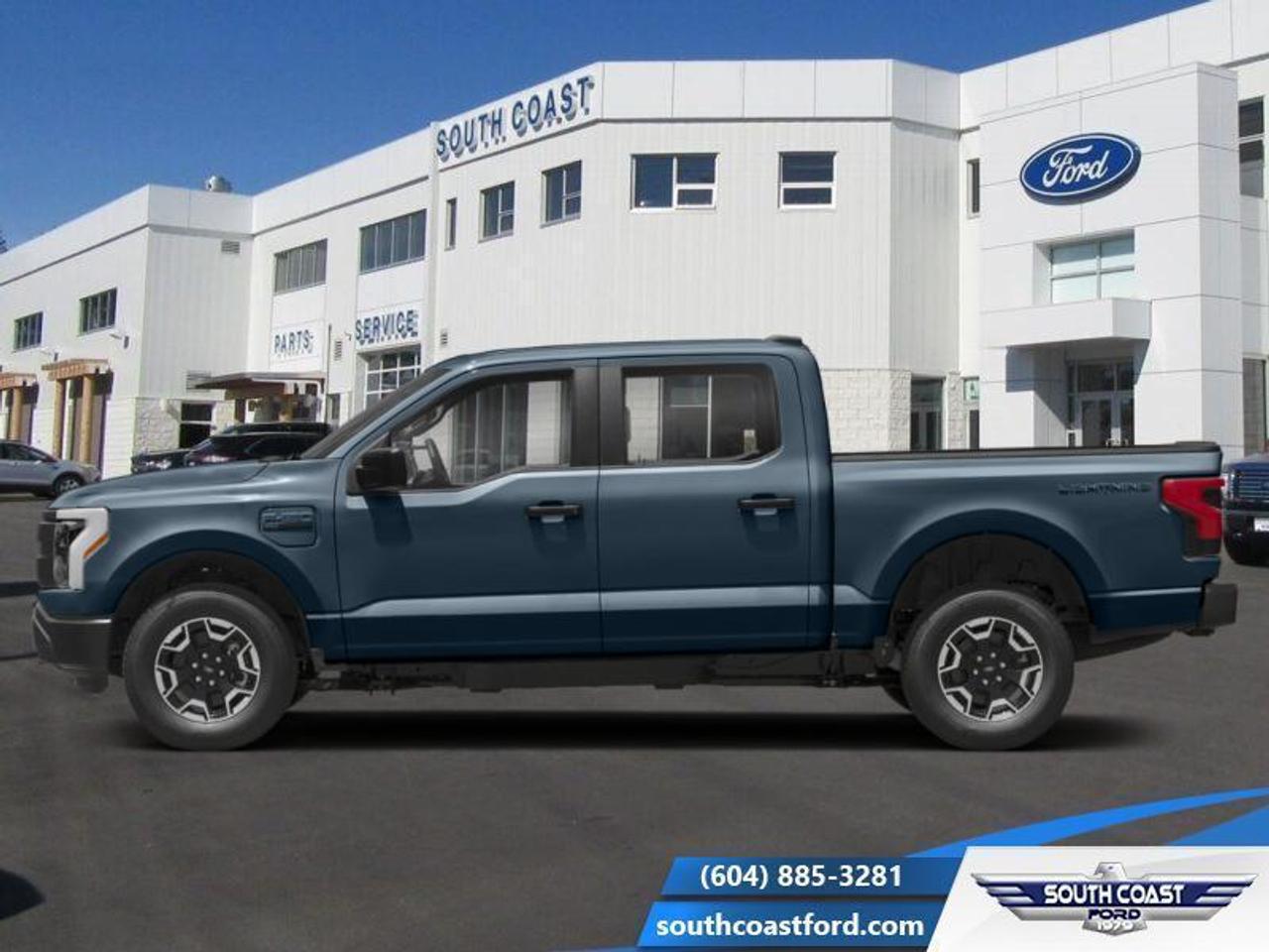 <b>20 inch Aluminum Wheels, Bedliner!</b><br> <br>   This F-150 Lightning is expanding the definition of what a modern pickup truck can be. <br> <br>With an advanced all-electric powertrain, this F-150 Lightning continues the Ford Motors Legacy by producing a futuristic truck thats designed for the masses. More than just a concept, this F-150 Lightning proves that electric vehicles are more than just a gimmick, thanks to it impressive capability and massive network of electric charging station found throughout North America.<br> <br> This antimatter blue metallic Crew Cab 4X4 pickup   has an automatic transmission.<br> <br> Our F-150 Lightnings trim level is XLT. Engineered to be a do-it-all EV, this F-150 Lightning XLT comes very well equipped with a luxurious interior that includes heated front seats and a heated steering wheel, power adjustable pedals, Fords SYNC 4 infotainment system complete with voice recognition, built-in navigation, Apple CarPlay, Android Auto, and SiriusXM radio. It also comes with extended running boards and enhanced lighting, Ford Co-Pilot360 2.0, a super useful interior work surface, a class IV towing package, power locking tailgate, a large front trunk for extra storage, a proximity key, blind spot detection, lane keep assist, automatic emergency braking with pedestrian detection, accident evasion assist, and a 360 degree camera to help keep you safely on the road and so much more! This vehicle has been upgraded with the following features: 20 Inch Aluminum Wheels, Bedliner. <br><br> View the original window sticker for this vehicle with this url <b><a href=http://www.windowsticker.forddirect.com/windowsticker.pdf?vin=1FTVW1EV6PWG14783 target=_blank>http://www.windowsticker.forddirect.com/windowsticker.pdf?vin=1FTVW1EV6PWG14783</a></b>.<br> <br>To apply right now for financing use this link : <a href=https://www.southcoastford.com/financing/ target=_blank>https://www.southcoastford.com/financing/</a><br><br> <br/>    7.49% financing for 84 months. <br> Buy this vehicle now for the lowest bi-weekly payment of <b>$702.48</b> with $0 down for 84 months @ 7.49% APR O.A.C. ( Plus applicable taxes -  and $595 Administration Fee included   / Total Obligation of $128446  ).  Incentives expire 2023-02-28.  See dealer for details. <br> <br>Call South Coast Ford Sales or come visit us in person. Were convenient to Sechelt, BC and located at 5606 Wharf Avenue. and look forward to helping you with your automotive needs. <br><br> Come by and check out our fleet of 20+ used cars and trucks and 50+ new cars and trucks for sale in Sechelt.  o~o