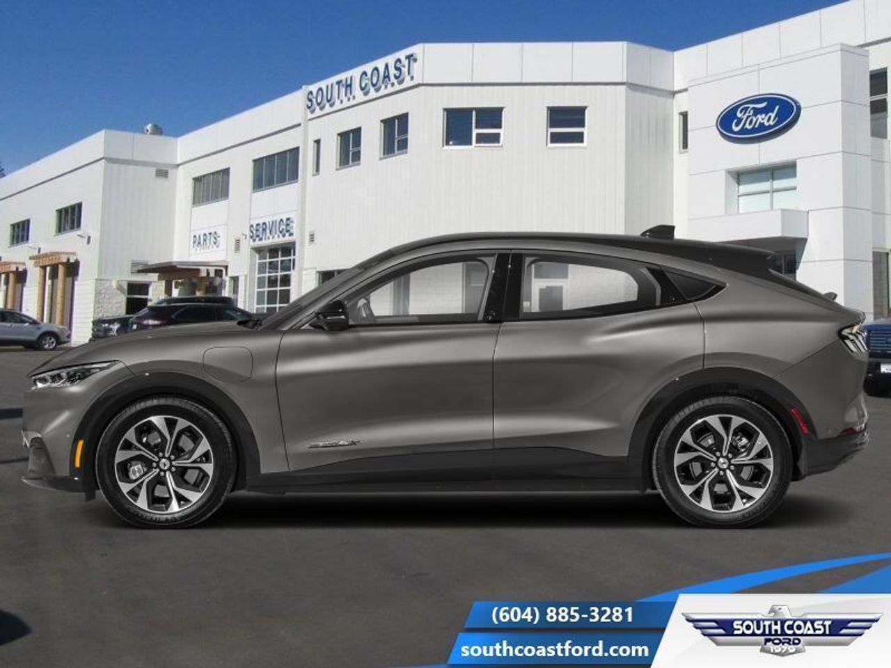 <b>Perforated Activex Seats, 19 inch Aluminum Wheels!</b><br> <br>   The Mustang Mach-E is the new shape of freedom and offers an expansive range, zero emissions and handsome good looks. <br> <br>The iconic Mustang name is taking a step into the future with this new Mustang Mach-E. With a design inspired by classic lines and aggressive stance of the legendary pony car, this Mustang Mach-E turns heads while lowering your gas bill. On top of the incredible design, this Mustang offers true performance, practical cargo space, and cutting edge technology to keep you comfortable and connected.<br> <br> This carbonized grey metallic SUV  has an automatic transmission.<br> <br> Our Mustang Mach-Es trim level is Premium AWD. This Mustang Mach-E Premium AWD features an additional electric motor, with a fixed dual-panel glass sunroof, a premium Bang & Olufsen audio system, upgraded aluminum wheels and a power liftgate for rear cargo access, along with a fast charging system, LED lights with automatic high beams, heated ActiveX bucket seats with driver seat power adjustment and lumbar support, a heated steering wheel, dual-zone climate control, FordPass Connect mobile hotspot internet access, and an expansive 15.5-inch infotainment screen powered by SYNC 4, bundled with wireless Apple CarPlay and Android Auto, inbuilt navigation, and SiriusXM satellite radio. Road safety is taken care of by a host of features including adaptive cruise control, Ford Co-Pilot360 with blind spot monitoring and pre-collision alert with automatic emergency braking, lane keeping assist, lane departure warning, front and rear parking sensors, driver monitoring alert, evasive steering assist, an aerial view camera system, and Fords Mykey system. Additional features include 60/40 folding rear seats, proximity key with push button start, and so much more. This vehicle has been upgraded with the following features: Perforated Activex Seats, 19 Inch Aluminum Wheels. <br><br> View the original window sticker for this vehicle with this url <b><a href=http://www.windowsticker.forddirect.com/windowsticker.pdf?vin=3FMTK3SS2PMA28036 target=_blank>http://www.windowsticker.forddirect.com/windowsticker.pdf?vin=3FMTK3SS2PMA28036</a></b>.<br> <br>To apply right now for financing use this link : <a href=https://www.southcoastford.com/financing/ target=_blank>https://www.southcoastford.com/financing/</a><br><br> <br/>    6.49% financing for 84 months. <br> Buy this vehicle now for the lowest bi-weekly payment of <b>$537.45</b> with $0 down for 84 months @ 6.49% APR O.A.C. ( Plus applicable taxes -  and $595 Administration Fee included   / Total Obligation of $98412  ).  Incentives expire 2023-02-28.  See dealer for details. <br> <br>Call South Coast Ford Sales or come visit us in person. Were convenient to Sechelt, BC and located at 5606 Wharf Avenue. and look forward to helping you with your automotive needs. <br><br> Come by and check out our fleet of 20+ used cars and trucks and 50+ new cars and trucks for sale in Sechelt.  o~o