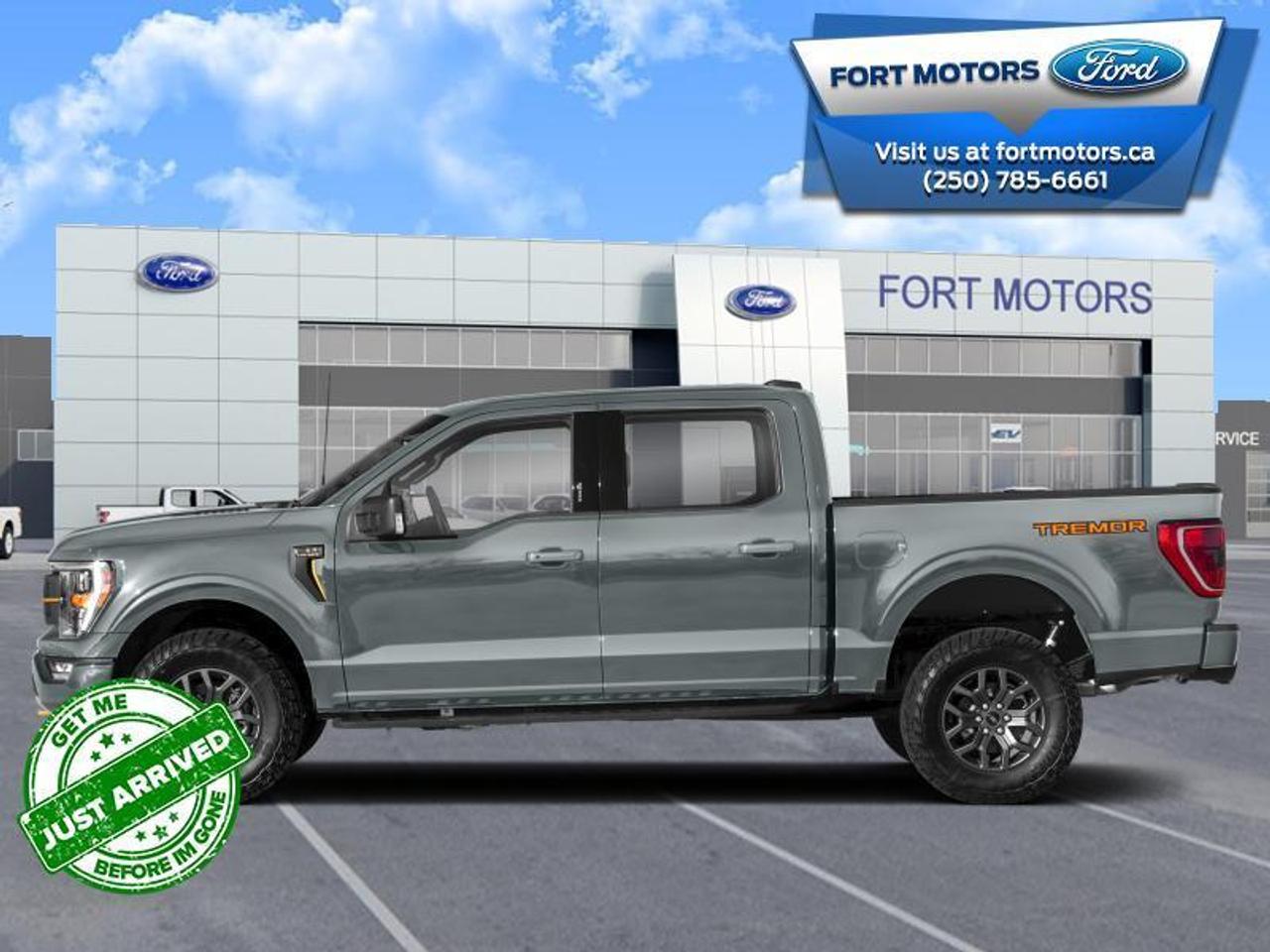 <b>Ford Co-Pilot360 Assist, Premium Audio, 18 inch Aluminum Wheels, Tailgate Step, 360 Camera!</b><br> <br>   Smart engineering, impressive tech, and rugged styling make the F-150 hard to pass up. <br> <br>The perfect truck for work or play, this versatile Ford F-150 gives you the power you need, the features you want, and the style you crave! With high-strength, military-grade aluminum construction, this F-150 cuts the weight without sacrificing toughness. The interior design is first class, with simple to read text, easy to push buttons and plenty of outward visibility. With productivity at the forefront of design, the F-150 makes use of every single component was built to get the job done right!<br> <br> This carbonized grey metallic Crew Cab 4X4 pickup   has a 10 speed automatic transmission and is powered by a  400HP 3.5L V6 Cylinder Engine.<br> <br> Our F-150s trim level is Tremor. Upgrading to this Ford F-150 Tremor is a great choice as it comes loaded with exclusive aluminum wheels, a performance off-road suspension, a dual stainless steel exhaust with black tip, front fog lights, remote keyless entry and remote engine start, Ford Co-Pilot360 that features lane keep assist, pre-collision assist and automatic emergency braking. Enhanced features include body colored exterior accents, SYNC 4 with enhanced voice recognition, Apple CarPlay and Android Auto, FordPass Connect 4G LTE, steering wheel mounted cruise control, a powerful audio system, trailer hitch and sway control, cargo box lights, power door locks and a rear view camera to help when backing out of a tight spot. This vehicle has been upgraded with the following features: Ford Co-pilot360 Assist, Premium Audio, 18 Inch Aluminum Wheels, Tailgate Step, 360 Camera, Power Sliding Rear Window, Power Pedals. <br><br> View the original window sticker for this vehicle with this url <b><a href=http://www.windowsticker.forddirect.com/windowsticker.pdf?vin=1FTEW1E85PFB86313 target=_blank>http://www.windowsticker.forddirect.com/windowsticker.pdf?vin=1FTEW1E85PFB86313</a></b>.<br> <br>To apply right now for financing use this link : <a href=https://www.fortmotors.ca/apply-for-credit/ target=_blank>https://www.fortmotors.ca/apply-for-credit/</a><br><br> <br/><br>Make your deal 100% online. Configure payments, get an instant trade value, see all the incentives... even negotiate! <a target=_blank href=https://deal-proposal.com/apps/deal_proposal/make_your_deal.html?vin=1FTEW1E85PFB86313&dealer_id=28886>https://deal-proposal.com/apps/deal_proposal/make_your_deal.html?vin=1FTEW1E85PFB86313&dealer_id=28886</a><br> <br/> Total  cash rebate of $4000 is reflected in the price. Credit includes $4,000 Delivery Allowance.  5.99% financing for 84 months.  Incentives expire 2023-06-28.  See dealer for details. <br> <br>Come down to Fort Motors and take it for a spin!<p><br> Come by and check out our fleet of 60+ used cars and trucks and 30+ new cars and trucks for sale in Fort St John.  o~o