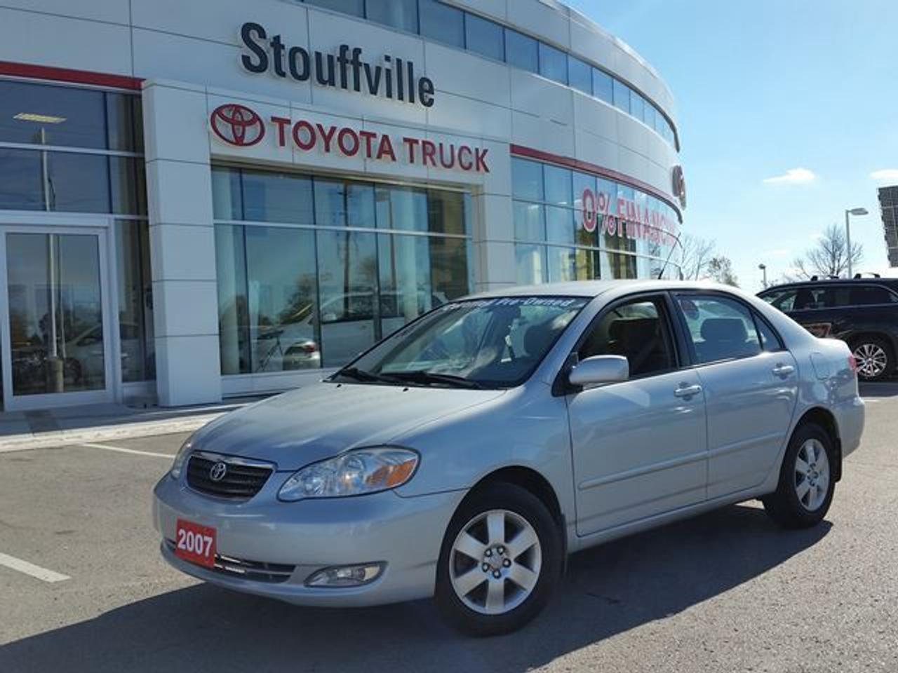 This Silver Streak Mica 2007 Toyota Corolla is the LE Model. This vehicle is being offered fully dealer certified and is ACCIDENT-FREE! This Corolla is equipped with Alloy Rims, Keyless Entry, Power Windows / Mirrors / Locks, Fog Lamps, Cloth Seats and more! Recent Reconditioning on this vehicle includes NEW Front Brake Pads and rotors, NEW Rear Brake Drums and Shoes, NEW Serpentine Belt and a NEW Front Wheel Bearing. Call in for more information and to book your Road Test Today!