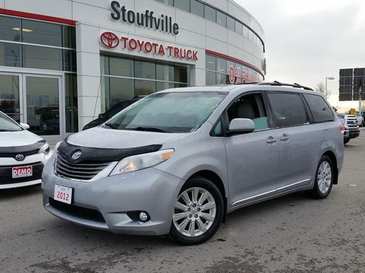 This Pre-Dawn Mica 2012 Toyota Sienna is the XLE V6 FWD 7 Passenger model. This vehicle just came in OFF-LEASE, has had only ONE-Previous Owner and is Accident-Free! This Sienna is equipped with Leather Seats, Heated Seats, Back-Up Camera, Alloy Rims, Parking sensors, Bluetooth, Cruise Control, Fog Lamps and much more! This vehicle qualifies for our Toyota Certified Pre-Owned Program. What does that mean? It means this vehicle has been reconditioned to the Highest of Toyotas Standards! Recent Reconditioning includes a FRESH Oil Change, NEW Engine Air Filter, NEW Cabin Air Filter, NEW Rear Brake Rotors, and a Front and Rear Brake Service . Call in today for more information and to book your Road Test!