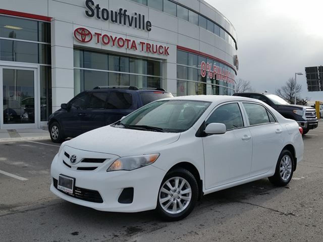 This Alpine White 2012 Toyota Corolla is the CE Model with Alloy Rims. This vehicle is just on OFF-LEASE and has had only ONE-Previous Owner. This Corolla is equipped with a Manual Transmission, Alloy rims, Cruise control, Keyless Entry, Heated Seats and more! This vehicle qualifies for our Toyota Certified Pre-Owned Program. What does that mean? It means this vehicle has been reconditioned to the Highest of Toyotas Standards! Recent Reconditioning includes a FRESH Oil Change, 4 NEW Tires, and Alignment and NEW Front Brake Pads and Rotors. Call in today for more information and to book your Road Test Today!
