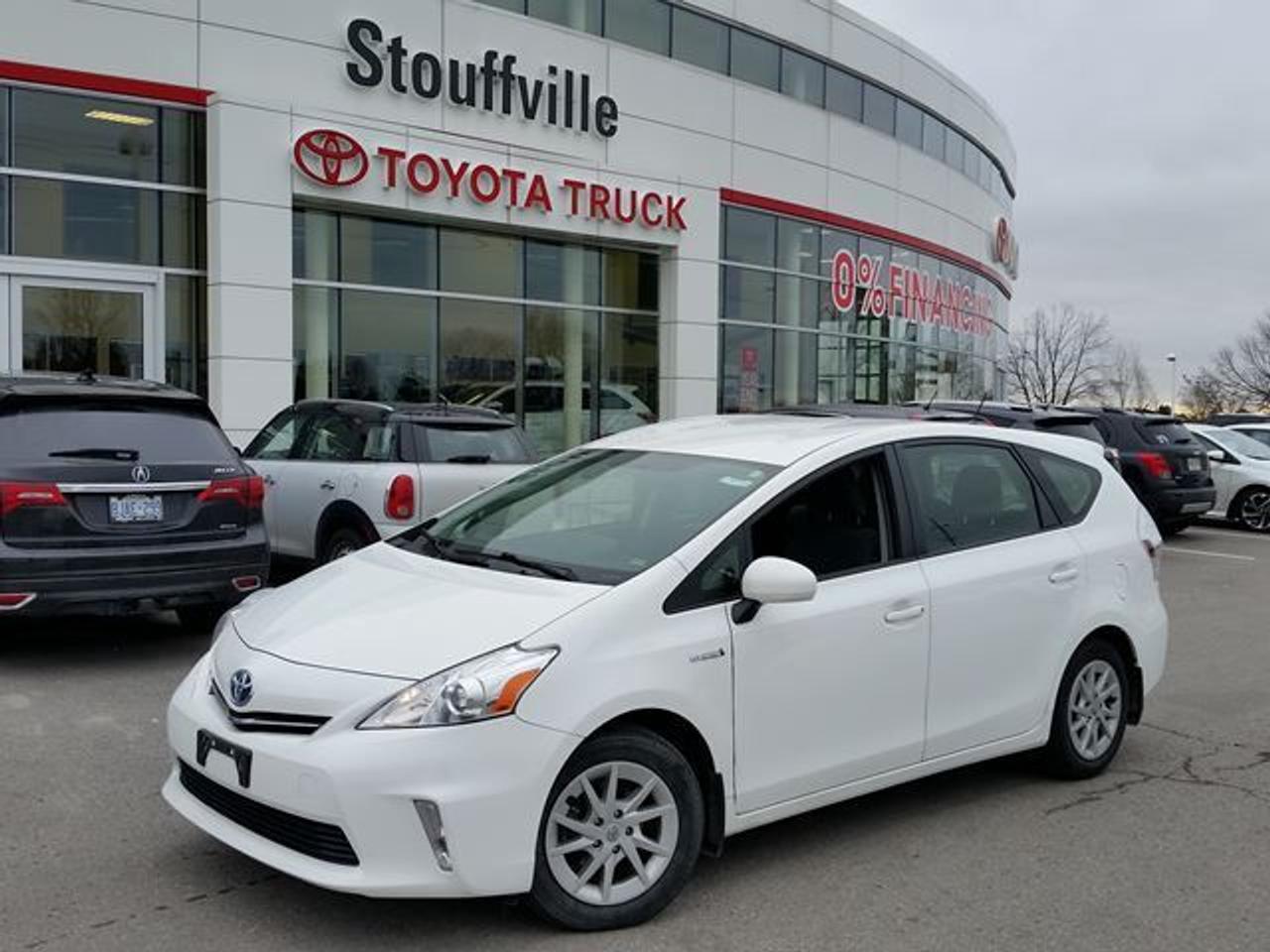 This Blizzard Pearl 2012 Toyota Prius V just came in OFF-LEASE and has had only ONE-Previous Owner. This Prius V is equipped with Alloy Rims, Bluetooth, Cruise Control, Keyless Entry, Push-Button Start, Steering Wheel Mounted Audio and HVAC Controls, Toyotas Award Winning Hybrid system and more! This vehicle qualifies for our Toyota Certified Pre-Owned Program. What does that mean? It means this vehicle has been reconditioned to the Highest of Toyotas Standards! Recent Reconditioning includes a NEW Cabin Air Filter, NEW Engine Air Filter, Front Brake service and NEW Rear Brake Pads and Rotors. Call in for more information to book your Road Test Today!