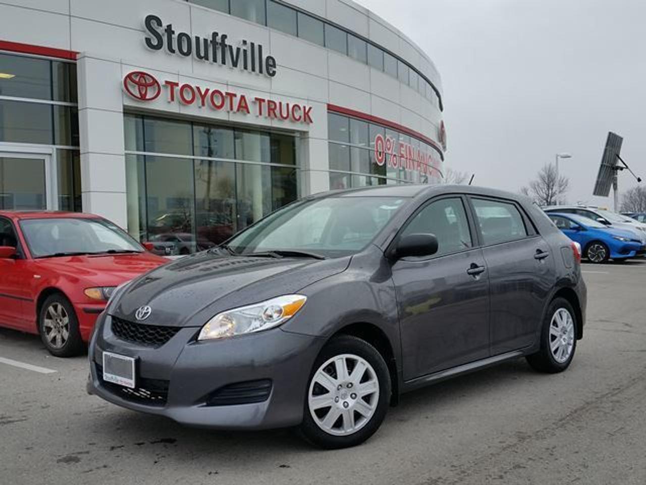 This Magnetic Grey 2014 Toyota Matrix just came in OFF-LEASE. This Matrix has had only ONE-Previous Owner and is ACCIDENT-FREE! This Matrix is equipped with Keyless Entry, A/C, Power Windows / Mirrors / Locks, Cloth Seats and Steering Wheel Mounted Audio Controls! This vehicle qualifies for our Toyota Certified Pre-Owned Program. What does that mean? It means this vehicle has been reconditioned to the Highest of Toyotas Standards! Recent Reconditioning includes a FRESH Oil Change, NEW Cabin Air Filter and a Front and Rear Brake Service. Take advantage of this LOW KM Matrix before it goes! Call in for more information and to book your Road Test Today!