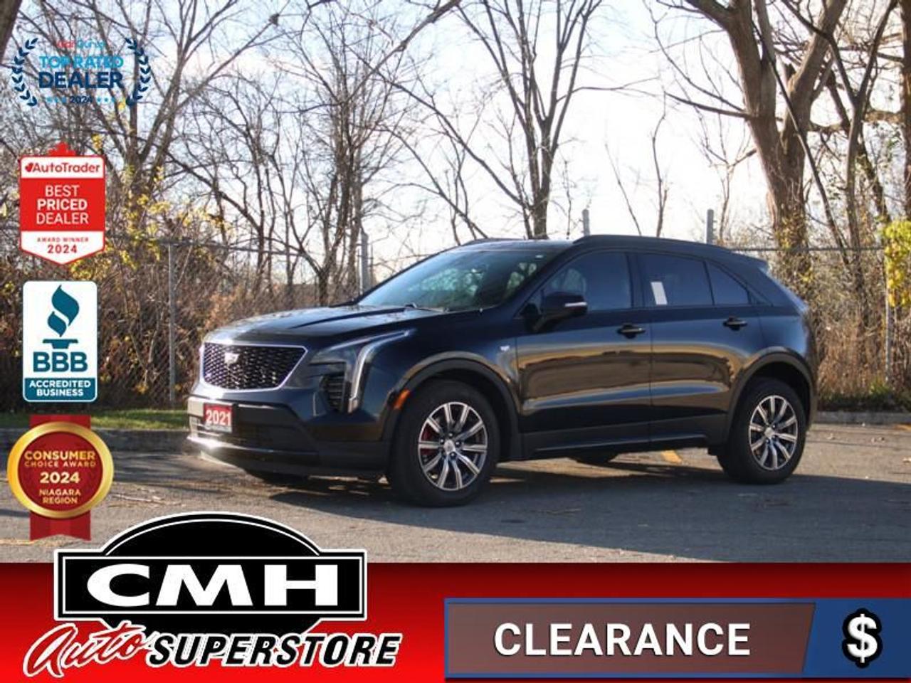 <b>GORGEOUS SUV !! AWD !! NAVIGATION, REAR CAMERA, PARK SENSORS, COLLISION SENSORS, LANE DEPARTURE, BLIND SPOT, APPLE CARPLAY, PANORAMIC SUNROOF, LEATHER, POWER SEATS, COOLED/HEATED SEATS, HEATED STEERING WHEEL, POWER LIFTGATE, REMOTE START, 18-IN ALLOYS<br></b><br>  <br>CMH certifies that all vehicles meet DOUBLE the Ministry standards for Brakes and Tires<br><br> <br>    This  2021 Cadillac XT4 is for sale today. <br> <br>This Cadillac XT4 is your newest statement piece and it easily steals the show on any road. The luxury crossovers technology, comfort and convenience resets expectations and allows you to be more connected than ever before. With segment leading rear-leg room, this XT4 has the versatility and style to meet your every need. The only question left is, where will it take you? This  SUV has 59,001 kms. Its  black in colour  . It has an automatic transmission and is powered by a  237HP 2.0L 4 Cylinder Engine. <br> <br> Our XT4s trim level is AWD Sport. Styled for those that never stop moving, this XT4 Sport turns things up a notch with modern features such as premium seating surfaces and power front seats, a large 8 inch touch screen that features wireless Android Auto and Apple CarPlay, 4G LTE Wi-Fi Hotspot connectivity, heated front and rear seats, plus a remote start. Additional features include exclusive aluminum wheels, unique exterior accents, a heated steering wheel, rear park assist, forward collision braking, Teen Driver technology, blind spot detection, an HD rear vision camera, OnStar and Cadillac connected services, LED lights, a power rear liftgate and so much more. This vehicle has been upgraded with the following features: Aluminum Wheels,  Power Liftgate,  Heated Rear Seats,  Heated Steering Wheel,  Park Assist,  Blind Spot Detection,  Forward Collision Warning. <br> <br>To apply right now for financing use this link : <a href=https://www.cmhniagara.com/financing/ target=_blank>https://www.cmhniagara.com/financing/</a><br><br> <br/><br>Trade-ins are welcome! Financing available OAC ! Price INCLUDES a valid safety certificate! Price INCLUDES a 60-day limited warranty on all vehicles except classic or vintage cars. CMH is a Full Disclosure dealer with no hidden fees. We are a family-owned and operated business for over 30 years! o~o
