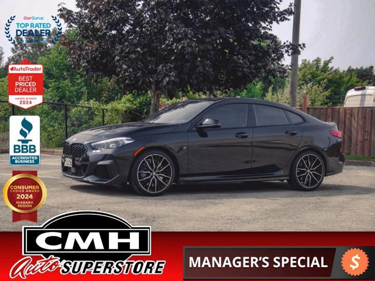<b>ONLY 46,000 KMS !! NAVIGATION, REAR CAMERA, BLIND SPOT, LANE DEPARTURE, COLLISION SENSORS, RAIN SENSING WIPERS, APPLE CARPLAY, ANDROID AUTO, PANORAMIC SUNROOF, LEATHER, POWER SEATS W/ DRIVER MEMORY, HEATED SEATS, HEATED STEERING WHEEL, 19-INCH ALLOYS</b><br>  <br>CMH certifies that all vehicles meet DOUBLE the Ministry standards for Brakes and Tires<br><br> <br>    This  2021 BMW 2 Series is for sale today. <br> <br>With excellent on road capability, impressive driving dynamics and outstanding power delivery, this BMW 2 Series is a muscular performance machine that is loved by all car enthusiasts alike. Its refined interior is highlighted by an easy-to-read gauge cluster and control interfaces to help keep you focused on the road ahead. The race inspired seats offer supportive comfort for both relaxation and performance. Continuing a long lineage that began with the BMW 2002, this BMW 2 Series is set to make every drive a thrilling experience!This low mileage  sedan has just 45,529 kms. Its  black in colour  and is major accident free based on the <a href=https://vhr.carfax.ca/?id=TcdHFkXaTxfZHhRRA4qJu%2BLd%2FYWkxwaU target=_blank>CARFAX Report</a> . It has an automatic transmission and is powered by a  301HP 2.0L 4 Cylinder Engine. <br> <br>To apply right now for financing use this link : <a href=https://www.cmhniagara.com/financing/ target=_blank>https://www.cmhniagara.com/financing/</a><br><br> <br/><br>Trade-ins are welcome! Financing available OAC ! Price INCLUDES a valid safety certificate! Price INCLUDES a 60-day limited warranty on all vehicles except classic or vintage cars. CMH is a Full Disclosure dealer with no hidden fees. We are a family-owned and operated business for over 30 years! o~o