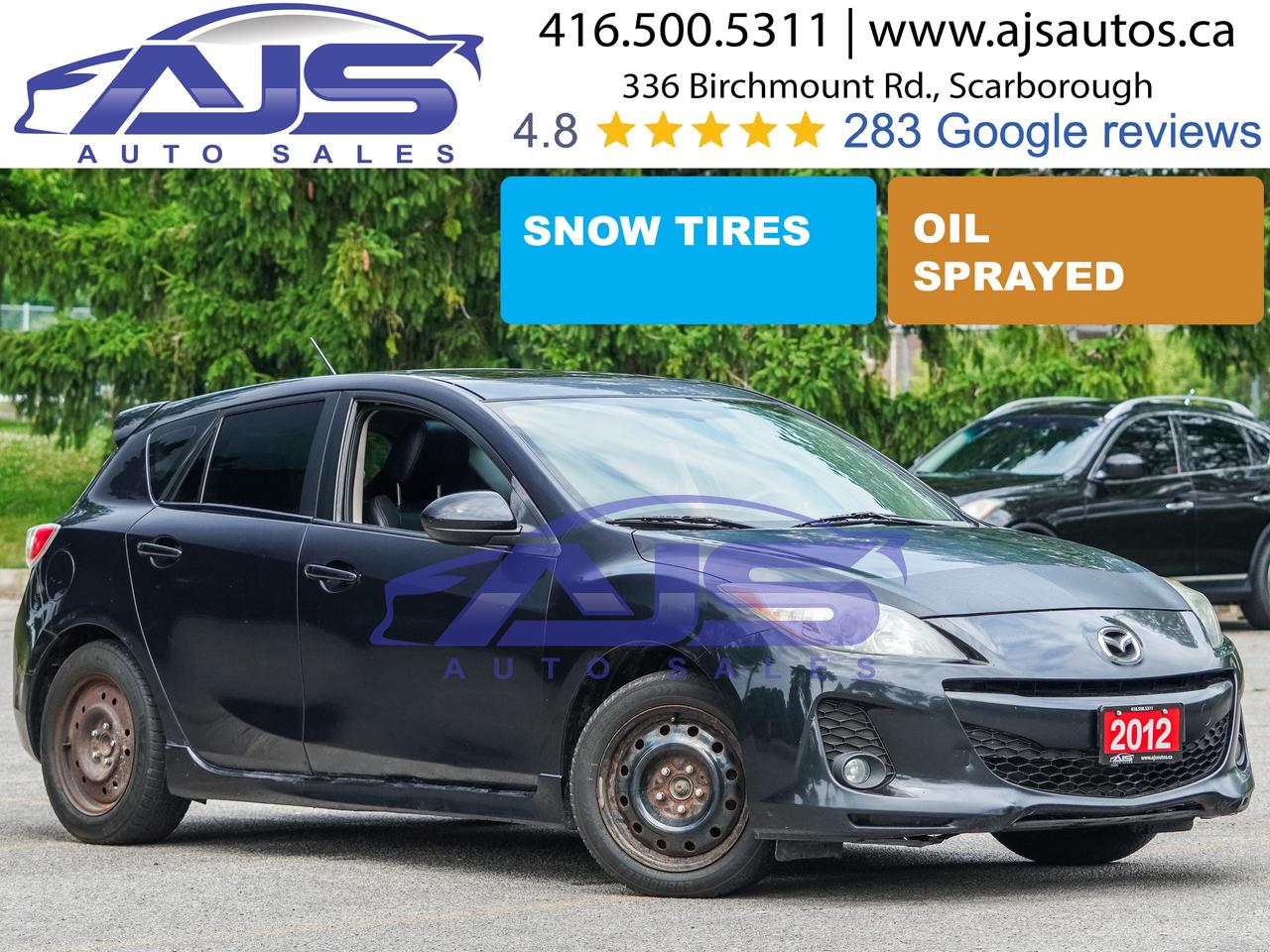 288K, SKYACTIV-G 2.0L I4, 155HP, CERTIFIED, (incl. in price), CarFax available, AT, BT, Leather, Sunroof, Power seats, Heated seats, Auto Lights, Auto Wipers, 6-SPD Manual, New brakes, Battery, Alternator, Oil pan, Oil change, 2 Keys, 2 new tires. <br><br>Lots of other COMPACTS / FUEL EFFICIENCY cars (in different colors     BLACK, GREY, BLUE, WHITE) in our INVENTORY TO CHOOSE FROM!  Please call and ask us for further details or the full list of cars. CALL US, we may have others IN STOCK that are NOT ADVERTISED.<br><br>We specialize in all types and brands of vehicles! Whether you need a small sedan or hatchback, small to large SUVs, or even ex-police vehicles, we have something for you! And if there is nothing in our stock that appeals to you, let us know - we can find what you   re looking for! Check out our brokerage service at: <a href=https://www.ajsautos.ca/brokerage-services/>https://www.ajsautos.ca/brokerage-services/</a><br><br>Book a test drive with one easy click at: <a href=http://www.ajsautos.ca/book-a-service/>http://www.ajsautos.ca/book-a-service/</a><br><br>All-in pricing (plus HST and licensing). All cars sold CERTIFIED for the posted price (unless noted otherwise above). All of our CERTIFIED vehicles come with: a thorough 50-pt inspection test, a free CarFax and a 90-day free Sirrus/XM subscription/trial (if vehicle is equipped).<br><br>A basic detail is included when the vehicle is sold. At your request, for a charge for $249 (plus HST), we perform a sanitized, luxurious detailing of the interior of your new purchase.<br><br>Buy with confidence from an OMVIC & UCDA registered dealer. Since 2018 AJS Auto Sales has been serving the local communities of the Greater Toronto Area and national customers across Canada!<br><br>To understand how much we value your customer experience, please check out our excellent Google reviews at : <a href=https://www.google.com/search?gs_ssp=eJzj4tVP1zc0zEgxTUpOT7c0YLRSNaiwsEwxSU5NMzZPSk4xMjWytAIKmVgapaUYpFhYpKWlplmaeUklZhUrJJaW5CsUJ-akFisUJycWJeUX5ZemZwAA4zcZ3w&q=ajs>https://www.google.com/search?gs_ssp=eJzj4tVP1zc0zEgxTUpOT7c0YLRSNaiwsEwxSU5NMzZPSk4xMjWytAIKmVgapaUYpFhYpKWlplmaeUklZhUrJJaW5CsUJ-akFisUJycWJeUX5ZemZwAA4zcZ3w&q=ajs</a> auto sales scarborough&rlz=1C1NHXL_enCA690CA690&oq=ajs&aqs=chrome.2.69i60j69i57j46i39i175i199j69i59j69i61j69i65l2j69i60.5167j0j7&sourceid=chrome&ie=UTF-8#lrd=0x89d4cef37bcd2529:0x8492fd0d88ffef96,1,,,<br><br>We consider all trades, even if you have to tow it in! <br><br>Financing & warranty available, all credit types are acceptable (bankruptcy, divorce, new Canadian, self-employed, student)     we can get a deal done for you! Apply through our secure online credit application process at: <a href=http://www.ajsautos.ca/financing/>http://www.ajsautos.ca/financing/</a><br><br>For a video tour of this vehicle, visit us on the web at www.ajsautos.ca or watch a video on this vehicle on our YouTube channel at: video coming soon!<br><br>A family-run dealership that specializes in quality pre-owned vehicles! <br><br>AJS Auto Sales, 416.500.5311, www.ajsautos.ca.<br><br>Note: Stock photos may have been used for this ad     representing year, make, model, options and color. Some ex-police cars may not have radios.<br><br>Note: AJS Auto Sales reserves the right to refuse a cash payment.<br>