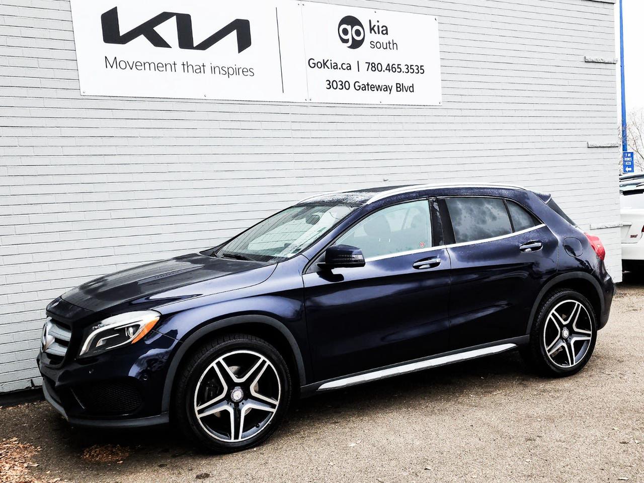Awards: * JD Power Canada Initial Quality Study (IQS), Vehicle Dependability Study (VDS)  * JD Power Canada Initial Quality Study (IQS)  * Canadian Car of the Year AJACs Best New Premium Utility Vehicle Recent Arrival! 2017 Mercedes-Benz GLA GLA 250 4MATIC® 4MATIC® 7-Speed Automatic 2.0L I4 DOHC Turbocharged18 5-Spoke Wheels, 4.60 Axle Ratio, 4-Wheel Disc Brakes, 8 Speakers, ABS brakes, Air Conditioning, Alloy wheels, AM/FM radio, ARTICO Leather Upholstery, Brake assist, Bumpers: body-colour, CD player, Child-Seat-Sensing Airbag, Delay-off headlights, Driver door bin, Driver vanity mirror, Dual front impact airbags, Dual front side impact airbags, Electric Drivers Seat w/Memory, Electronic Stability Control, Four wheel independent suspension, Front anti-roll bar, Front Bucket Seats, Front fog lights, Front reading lights, Fully automatic headlights, Heated door mirrors, Heated Front Seats, Heated front seats, Illuminated entry, Knee airbag, Low tire pressure warning, Memory seat, Occupant sensing airbag, Outside temperature display, Overhead airbag, Overhead console, Panic alarm, Panoramic Sunroof, Passenger door bin, Passenger vanity mirror, Power door mirrors, Power driver seat, Power steering, Power windows, Premium audio system: COMAND, Radio data system, Radio: Audio 20 AM/FM/Single CD w/Bluetooth, Rain sensing wipers, Rear anti-roll bar, Rear fog lights, Rear reading lights, Rear window defroster, Rear-View Camera, Remote keyless entry, Roof rack: rails only, Security system, Speed control, Speed-sensing steering, Split folding rear seat, Spoiler, Steering wheel mounted audio controls, Tachometer, Telescoping steering wheel, Tilt steering wheel, Trip computer, Turn signal indicator mirrors, Variably intermittent wipers, Weather band radio.Reviews: * Most owners report that the GLA is easy to drive and park, and easy on fuel, and that it provides relatively affordable access to a full suite of in-demand Mercedes technologies and features. Many drivers gravitate towards this model for its promise of a luxurious drive, all-weather capability, and city-friendly sizing. Sporty drivers arent likely be disappointed either: The standard turbo engine is brimming with torque, and the chassis is sporty and responsive. Source: autoTRADER.caIN HOUSE FINANCING, IN HOUSE LEASING AVAILABLE O.A.C.If you are interested and need more information call or message our sales team, we will be glad to help you now!!Our knowledgeable sales staff will help assist you with every step. To book a test drive or receive further information give us a call at (780)-465-3535 or email us: kiahmed@gokia.caAt Go Kia, were happy to help! Proudly serving Edmonton and all of Alberta including St. Albert, Wetaskiwin, Fort McMurray, Grande Prairie, Drayton Valley, Nisku, Leduc, Rimby, Hinton, St. Paul, Lloydminster, Edson, and all of Western Canada!An AMVIC Licensed Business. Value Priced vehicles are aggressively priced and may require some additional mechanical or cosmetic repairs, all disclosed on a Vehicle Assessment Report!This vehicle may be leased or financed by anyone*, however, due to the recent increase in fraudulent vehicle purchase activity, Go Kia reserves the right to decline a transaction on suspicion of non-retail intentions including but not limited to wholesaling or exporting.*on approved credit, see dealer for details