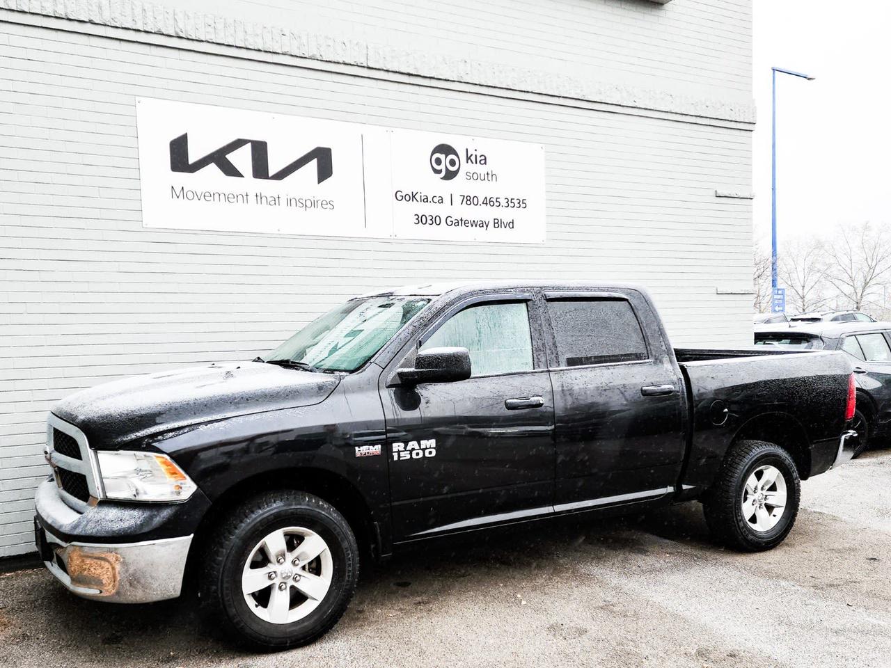 <p>Recent Arrival! Brilliant Black Crystal Pearlcoat 2016 Ram 1500 ST 4WD 8-Speed Automatic HEMI 5.7L V8 VVT17 x 7 Aluminum Wheels, 6 Speakers, Air Conditioning, AM/FM radio, Carpet Floor Covering, Chrome Appearance Group, Chrome Front Bumper, Chrome Grille, Chrome Rear Bumper, Cloth Front 40/20/40 Bench Seat, Front & Rear Floor Mats, Front 40/20/40 Split Bench Seat, Front Armrest w/3 Cup Holders, Media Hub w/USB & Aux Input Jack, Popular Equipment Group, Quick Order Package 25A ST, Radio data system, Radio: 3.0 AM/FM, Rear Folding Seat, Remote Keyless Entry, Storage Tray, SXT Appearance Group.IN HOUSE FINANCING, IN HOUSE LEASING AVAILABLE O.A.C.If you are interested and need more information call or message our sales team, we will be glad to help you now!!Our knowledgeable sales staff will help assist you with every step. To book a test drive or receive further information give us a call at (780)-465-3535 or email us: kiahmed@gokia.caAt Go Kia, were happy to help! Proudly serving Edmonton and all of Alberta including St. Albert, Wetaskiwin, Fort McMurray, Grande Prairie, Drayton Valley, Nisku, Leduc, Rimby, Hinton, St. Paul, Lloydminster, Edson, and all of Western Canada!An AMVIC Licensed Business. Value Priced vehicles are aggressively priced and may require some additional mechanical or cosmetic repairs, all disclosed on a Vehicle Assessment Report!This vehicle may be leased or financed by anyone*, however, due to the recent increase in fraudulent vehicle purchase activity, Go Kia reserves the right to decline a transaction on suspicion of non-retail intentions including but not limited to wholesaling or exporting.*on approved credit, see dealer for details</p>