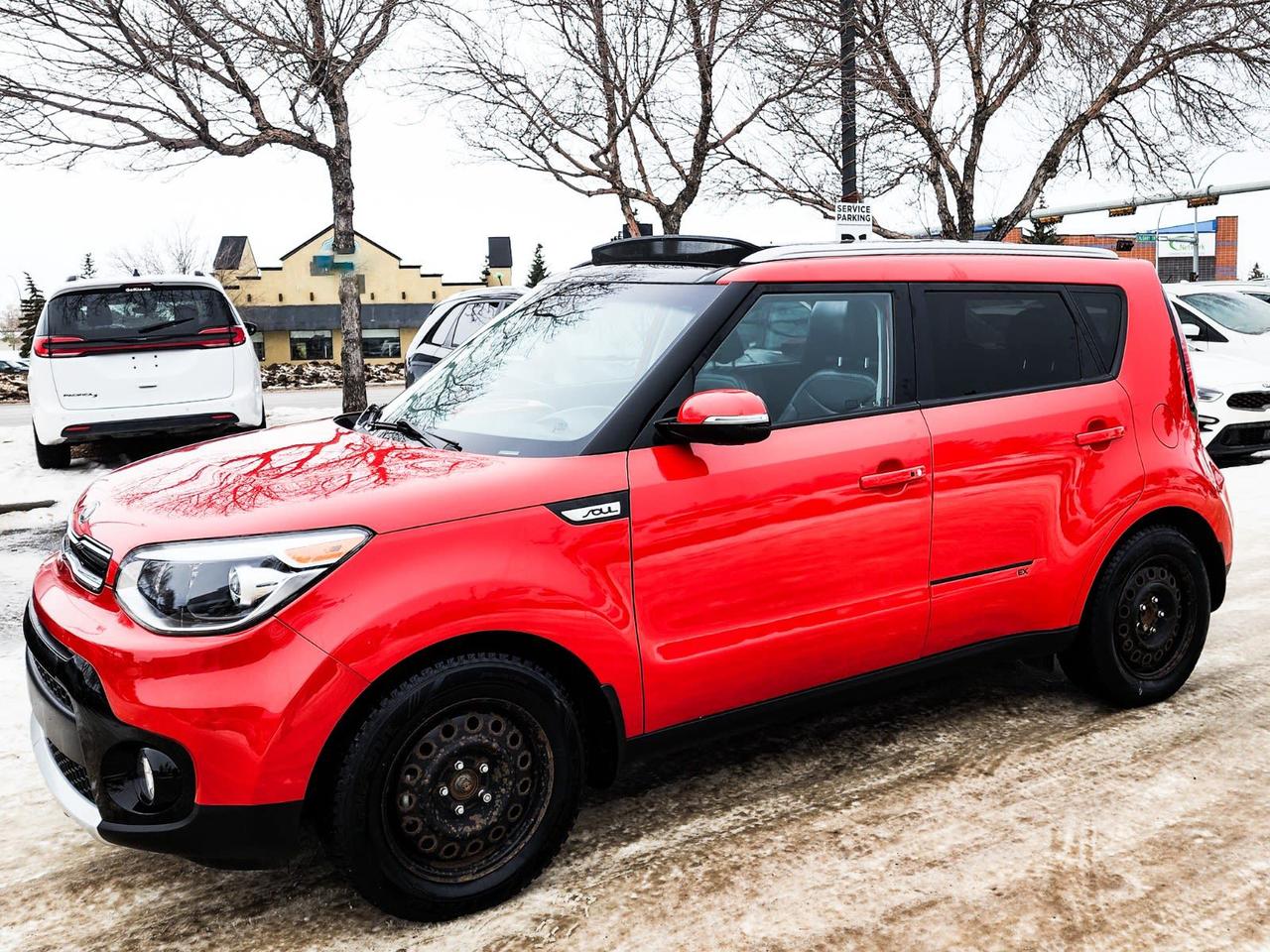 Recent Arrival! 2017 Kia Soul EX Premium FWD 6-Speed Automatic I44-Wheel Disc Brakes, 6 Speakers, ABS brakes, Air Conditioning, Alloy wheels, AM/FM radio: SiriusXM, Apple CarPlay & Android Auto, Auto-dimming Rear-View mirror, Automatic temperature control, Brake assist, Bumpers: body-colour, Driver door bin, Driver vanity mirror, Dual front impact airbags, Dual front side impact airbags, Electronic Stability Control, Exterior Parking Camera Rear, Front anti-roll bar, Front Bucket Seats, Front fog lights, Front reading lights, Front wheel independent suspension, Fully automatic headlights, Heated door mirrors, Heated Front Bucket Seats, Heated front seats, Heated steering wheel, Illuminated entry, Leather steering wheel, Leather Upholstery, Occupant sensing airbag, Outside temperature display, Overhead airbag, Overhead console, Panic alarm, Passenger door bin, Passenger vanity mirror, Power door mirrors, Power driver seat, Power moonroof, Power steering, Power windows, Radio: AM/FM/MP3, Rear window defroster, Rear window wiper, Remote keyless entry, Roof rack: rails only, Speed control, Speed-sensing steering, Split folding rear seat, Steering wheel mounted audio controls, Tachometer, Telescoping steering wheel, Tilt steering wheel, Traction control, Trip computer, Turn signal indicator mirrors, Variably intermittent wipers, Wheels: 18 Machined-Finish Alloy.Reviews: * Soul owners commonly report solid overall value, a good level of feature content for their dollars, punchy performance from the Souls higher-output engines, and a very easy-to-drive character, backed by easy maneuverability, entry, and exit. Outward visibility and a commanding driving position are also appreciated, as is cargo space and flexibility. Source: autoTRADER.caIN HOUSE FINANCING, IN HOUSE LEASING AVAILABLE O.A.C.If you are interested and need more information call or message our sales team, we will be glad to help you now!!Our knowledgeable sales staff will help assist you with every step. To book a test drive or receive further information give us a call at (780)-465-3535 or email us: kiahmed@gokia.caAt Go Kia, were happy to help! Proudly serving Edmonton and all of Alberta including St. Albert, Wetaskiwin, Fort McMurray, Grande Prairie, Drayton Valley, Nisku, Leduc, Rimby, Hinton, St. Paul, Lloydminster, Edson, and all of Western Canada!An AMVIC Licensed Business. Value Priced vehicles are aggressively priced and may require some additional mechanical or cosmetic repairs, all disclosed on a Vehicle Assessment Report!This vehicle may be leased or financed by anyone*, however, due to the recent increase in fraudulent vehicle purchase activity, Go Kia reserves the right to decline a transaction on suspicion of non-retail intentions including but not limited to wholesaling or exporting.*on approved credit, see dealer for details