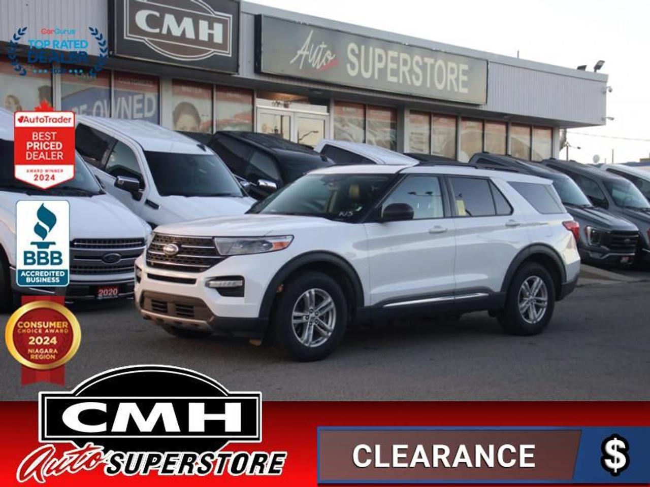 <b>LOADED 4WD !! NAVIGATION, REAR CAMERA, PARK SENSORS, COLLISION SENSOR, BLIND SPOT, ADAPTIVE CRUISE, APPLE CARPLAY, PANORAMIC SUNROOF, LEATHER, POWER SEATS, HEATED SEATS, HEATED STEERING WHEEL, 6 PASSENGER, POWER LIFTGATE, REMOTE START, 18-IN ALLOYS</b><br>  <br>CMH certifies that all vehicles meet DOUBLE the Ministry standards for Brakes and Tires<br><br> <br>    This  2022 Ford Explorer is for sale today. <br> <br>This Ford Explorer is the ultimate exploration vehicle with plenty of style and space for all of your passengers and cargo. It has the hauling capabilities of a midsize SUV combined with strong off-road capabilities. Whether your next family adventure is to the grocery store or over a high mountain pass, the Ford Explorer was built to get you there with ease.This  SUV has 93,242 kms. Its  oxford white in colour  and is major accident free based on the <a href=https://vhr.carfax.ca/?id=tfNjsnHrVdSr95ObiTdM1ltHp1XVxAne target=_blank>CARFAX Report</a> . It has an automatic transmission and is powered by a  300HP 2.3L 4 Cylinder Engine. <br> <br> Our Explorers trim level is XLT. This well equipped Ford Explorer XLT comes with a large color touchscreen featuring Apple CarPlay, Android Auto, SYNC 3, SiriusXM radio, and streaming audio. It also includes stylish aluminum wheels, voice activated dual-zone climate control, power front seats, split folding rear seats, a rearview camera with a reverse sensing system, power liftgate and Ford Co-Pilot360 featuring blind spot detection, cross traffic alert, lane keep assist and automatic emergency braking, a proximity key and a remote engine start, FordPass Connect 4G LTE WiFi plus so much more. This vehicle has been upgraded with the following features: Aluminum Wheels,  Ford Co-pilot360,  Apple Carplay,  Android Auto,  Sync 3,  Lane Keep Assist,  Blind Spot Detection. <br> To view the original window sticker for this vehicle view this <a href=http://www.windowsticker.forddirect.com/windowsticker.pdf?vin=1FMSK8DH7NGA85074 target=_blank>http://www.windowsticker.forddirect.com/windowsticker.pdf?vin=1FMSK8DH7NGA85074</a>. <br/><br> <br>To apply right now for financing use this link : <a href=https://www.cmhniagara.com/financing/ target=_blank>https://www.cmhniagara.com/financing/</a><br><br> <br/><br>Trade-ins are welcome! Financing available OAC ! Price INCLUDES a valid safety certificate! Price INCLUDES a 60-day limited warranty on all vehicles except classic or vintage cars. CMH is a Full Disclosure dealer with no hidden fees. We are a family-owned and operated business for over 30 years! o~o