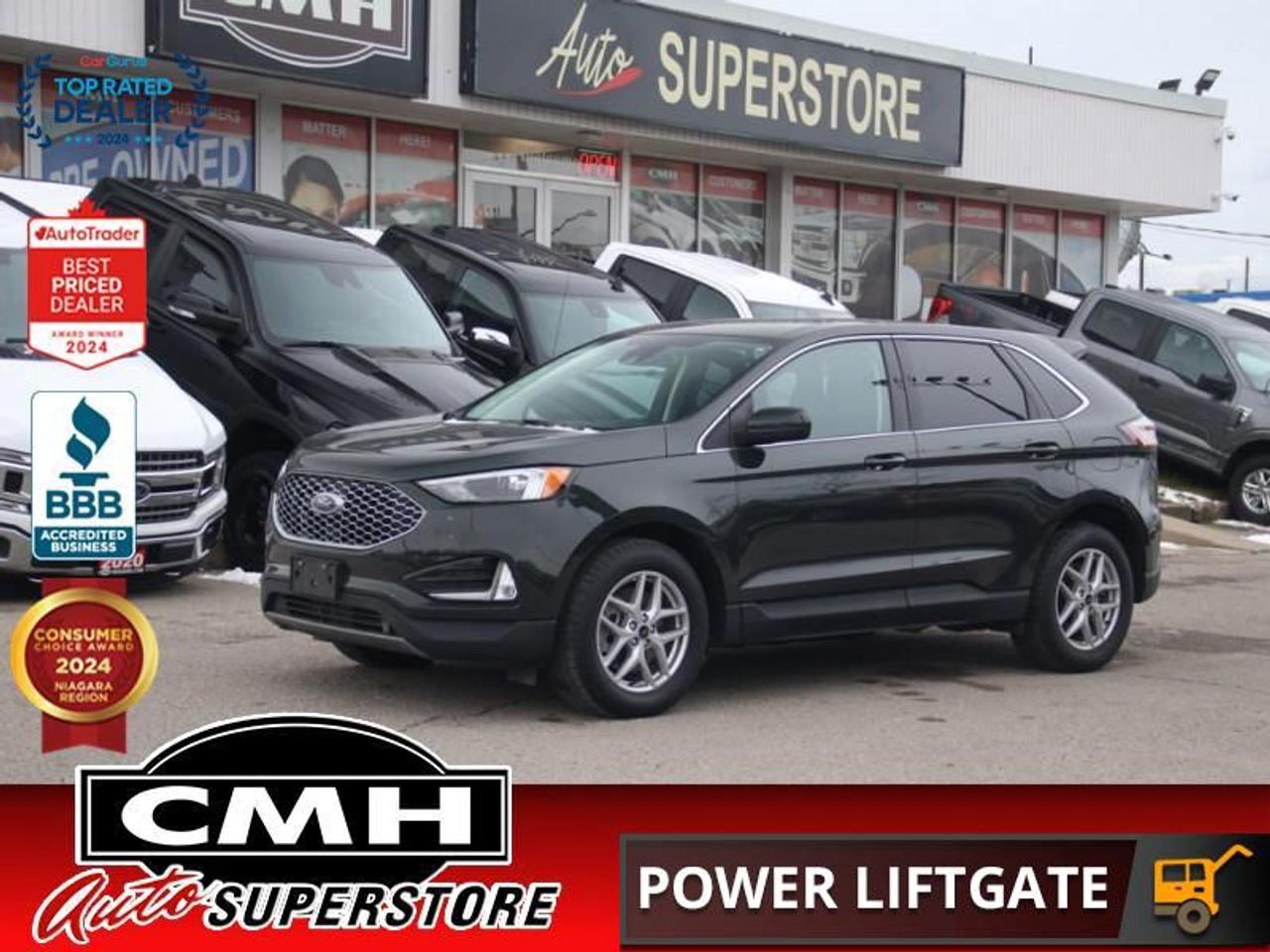 <b>GREAT MILEAGE !! AWD !! REAR CAMERA, PARK SENSORS, BLIND SPOT, CROSS TRAFFIC ALERT, LANE KEEPING, COLLISION SENSORS, APPLE CARPLAY, POWER FRONT SEATS, HEATED SEATS, HEATED STEERING WHEEL, DUAL CLIMATE, REMOTE START, POWER LIFTGATE, WIRELESS PHONE CHARGER</b><br>  <br>CMH certifies that all vehicles meet DOUBLE the Ministry standards for Brakes and Tires<br><br> <br>    This  2023 Ford Edge is for sale today. <br> <br>With meticulous attention to detail and amazing style, the Ford Edge seamlessly integrates power, performance and handling with awesome technology to help you multitask your way through the challenges that life throws your way. Made for an active lifestyle and spontaneous getaways, the Ford Edge is as rough and tumble as you are. Push the boundaries and stay connected to the road with this sweet ride!This  SUV has 35,919 kms. Its  green in colour  and is major accident free based on the <a href=https://vhr.carfax.ca/?id=u68pU4hWFVKgQiT0OK4Kmq1fqJ/J+92C target=_blank>CARFAX Report</a> . It has an automatic transmission and is powered by a  250HP 2.0L 4 Cylinder Engine. <br> <br> Our Edges trim level is SEL. Stepping up to this SEL trim rewards you with plush heated front seats featuring power adjustment and lumbar support, a power liftgate for rear cargo access, a key fob with remote engine start and rear parking sensors, in addition to a 12-inch capacitive infotainment screen bundled with wireless Apple CarPlay and Android Auto, SiriusXM satellite radio, a 6-speaker audio setup, and 4G mobile hotspot internet connectivity. You and yours are assured of optimum road safety, with blind spot detection, rear cross traffic alert, pre-collision assist with automatic emergency braking, lane keeping assist, lane departure warning, forward collision alert, driver monitoring alert, and a rearview camera with an inbuilt washer. Also standard include proximity keyless entry, dual-zone climate control, 60-40 split front folding rear seats, LED headlights with automatic high beams, and even more.<br> To view the original window sticker for this vehicle view this <a href=http://www.windowsticker.forddirect.com/windowsticker.pdf?vin=2FMPK4J93PBA37139 target=_blank>http://www.windowsticker.forddirect.com/windowsticker.pdf?vin=2FMPK4J93PBA37139</a>. <br/><br> <br>To apply right now for financing use this link : <a href=https://www.cmhniagara.com/financing/ target=_blank>https://www.cmhniagara.com/financing/</a><br><br> <br/><br>Trade-ins are welcome! Financing available OAC ! Price INCLUDES a valid safety certificate! Price INCLUDES a 60-day limited warranty on all vehicles except classic or vintage cars. CMH is a Full Disclosure dealer with no hidden fees. We are a family-owned and operated business for over 30 years! o~o