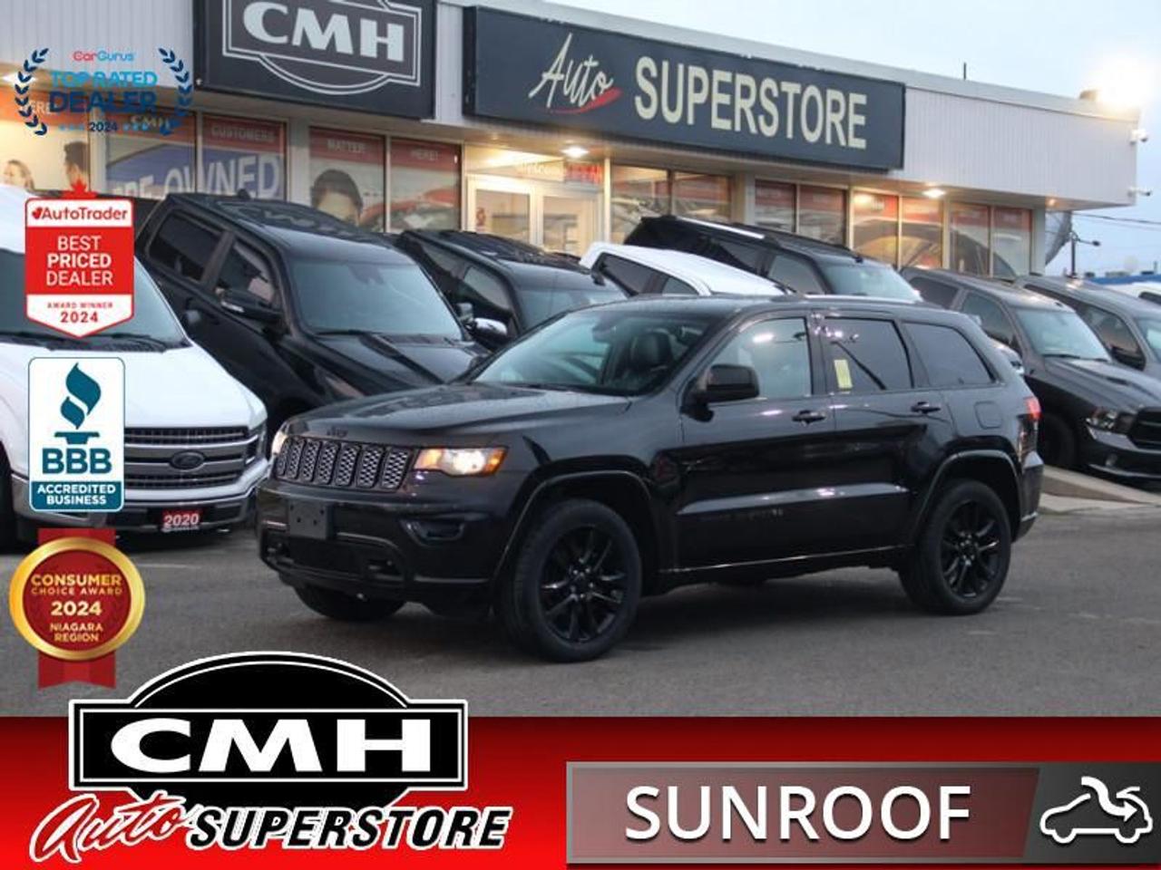 <b>$8,000 IN FACTORY UPGRADES !! NAVIGATION, REAR CAMERA, PARKING SENSORS, BLIND SPOT, APPLE CARPLAY, ANDROID AUTO, SUNROOF, LEATHER/SUEDE, POWER SEATS, HEATED SEATS, DUAL CLIMATE CONTROL, TOWING PACKAGE, ALPINE AUDIO W/ SUBWOOFER, 20-INCH ALLOY WHEELS</b><br>  <br>CMH certifies that all vehicles meet DOUBLE the Ministry standards for Brakes and Tires<br><br> <br>    This  2019 Jeep Grand Cherokee is for sale today. <br> <br>The Jeep Grand Cherokee is the most awarded SUV ever and for a very good reasons. With numerous best-in-class features and class-exclusive amenities, the 2019 Jeep Grand Cherokee offers drivers more than the competition. On the outside, it showcases the rugged capability to go off the beaten path while the interior offers technology and comfort beyond what youd expect in an SUV at this price point. This gorgeous Jeep Grand Cherokee is second to none when it comes to performance, safety, and style. This  SUV has 121,201 kms. Its  black in colour  and is major accident free based on the <a href=https://vhr.carfax.ca/?id=rw1FnxjClPXGDH0S9hRmoMPXYin0K5HY target=_blank>CARFAX Report</a> . It has an automatic transmission and is powered by a  293HP 3.6L V6 Cylinder Engine. <br> To view the original window sticker for this vehicle view this <a href=http://www.chrysler.com/hostd/windowsticker/getWindowStickerPdf.do?vin=1C4RJFAG2KC822142 target=_blank>http://www.chrysler.com/hostd/windowsticker/getWindowStickerPdf.do?vin=1C4RJFAG2KC822142</a>. <br/><br> <br>To apply right now for financing use this link : <a href=https://www.cmhniagara.com/financing/ target=_blank>https://www.cmhniagara.com/financing/</a><br><br> <br/><br>Trade-ins are welcome! Financing available OAC ! Price INCLUDES a valid safety certificate! Price INCLUDES a 60-day limited warranty on all vehicles except classic or vintage cars. CMH is a Full Disclosure dealer with no hidden fees. We are a family-owned and operated business for over 30 years! o~o