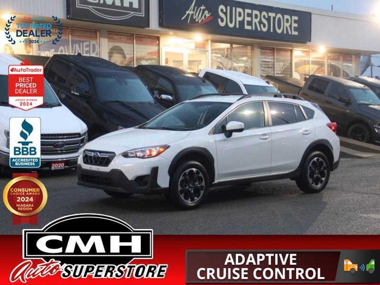 <b>ALL WHEEL DRIVE !! REAR CAMERA, LANE SENSING, ADAPTIVE CRUISE CONTROL, BRAKE ASSIST, APPLE CARPLAY, ANDROID AUTO, BLUETOOTH, CLIMATE CONTROL, POWER WINDOWS, POWER LOCKS, POWER MIRRORS, AIR CONDITIONING, 17-INCH ALLOY WHEELS</b><br>  <br>CMH certifies that all vehicles meet DOUBLE the Ministry standards for Brakes and Tires<br><br> <br>    This  2021 Subaru Crosstrek is for sale today. <br> <br>Designed to go further, the safe, reliable and capable 2021 Subaru Crosstrek will take you where others cant. Whether its a highway or high pass the Crosstreks high clearance, all wheel drive, and well tuned suspension will take you to work in comfort and to the trailhead with ease. Find those hard to get to places with the 2021 Subaru Crosstrek.This  SUV has 100,602 kms. Its  white in colour  . It has an automatic transmission and is powered by a  152HP 2.0L 4 Cylinder Engine. <br> <br> Our Crosstreks trim level is Convenience. This surprisingly affordable crossover comes loaded with a 6.5 inch infotainment system with Apple CarPlay, Android Auto, STARLINK smartphone integration (including Aha radio), USB port/iPod control, and steering wheel audio controls. Youll also get aluminum alloy wheels, and a rear view camera to help get into those crowded trail heads.<br> <br>To apply right now for financing use this link : <a href=https://www.cmhniagara.com/financing/ target=_blank>https://www.cmhniagara.com/financing/</a><br><br> <br/><br>Trade-ins are welcome! Financing available OAC ! Price INCLUDES a valid safety certificate! Price INCLUDES a 60-day limited warranty on all vehicles except classic or vintage cars. CMH is a Full Disclosure dealer with no hidden fees. We are a family-owned and operated business for over 30 years! o~o